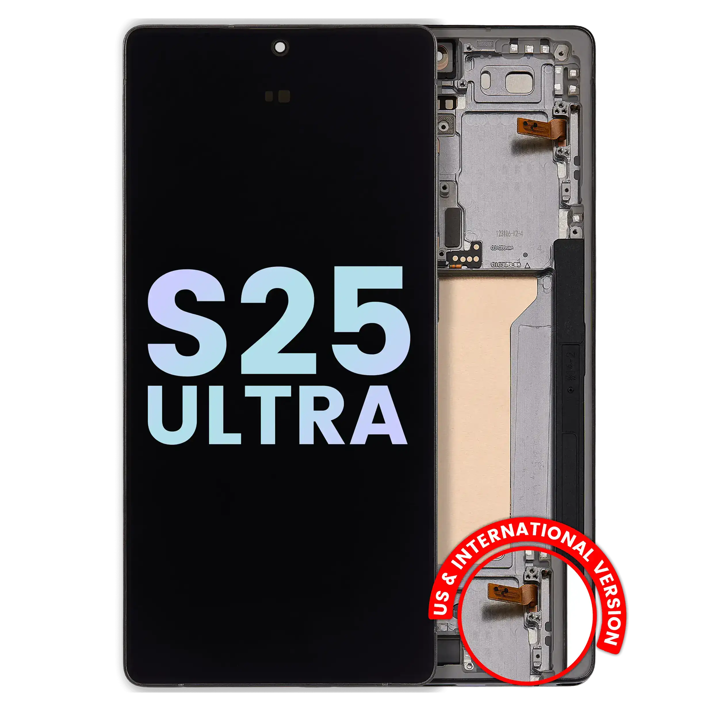 Display OLED completo con Frame per Samsung Galaxy S25 Ultra 5G (Service Pack ) (US e International) (Titanio Jet Nero)