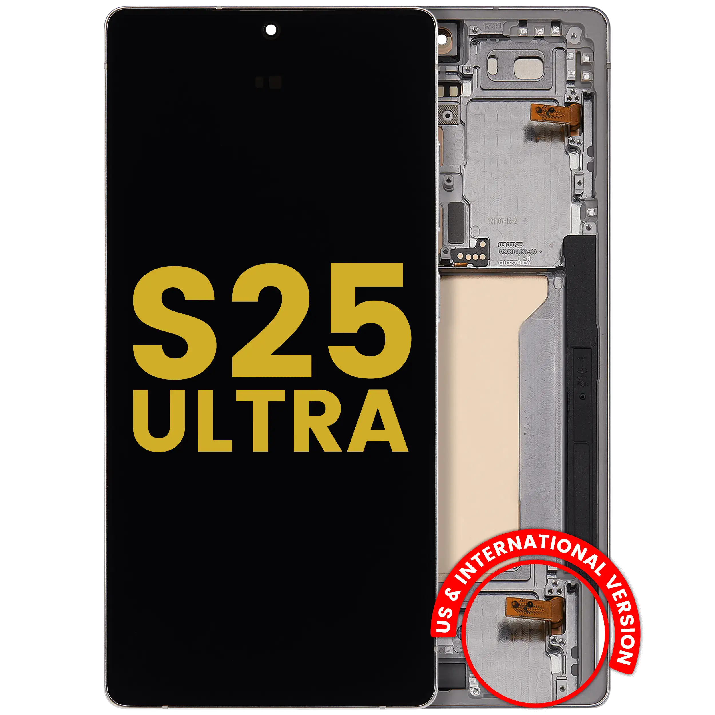 Display OLED completo con Frame per Samsung Galaxy S25 Ultra 5G (Refurbished) (US e International) (Titanio Bianco Argento)
