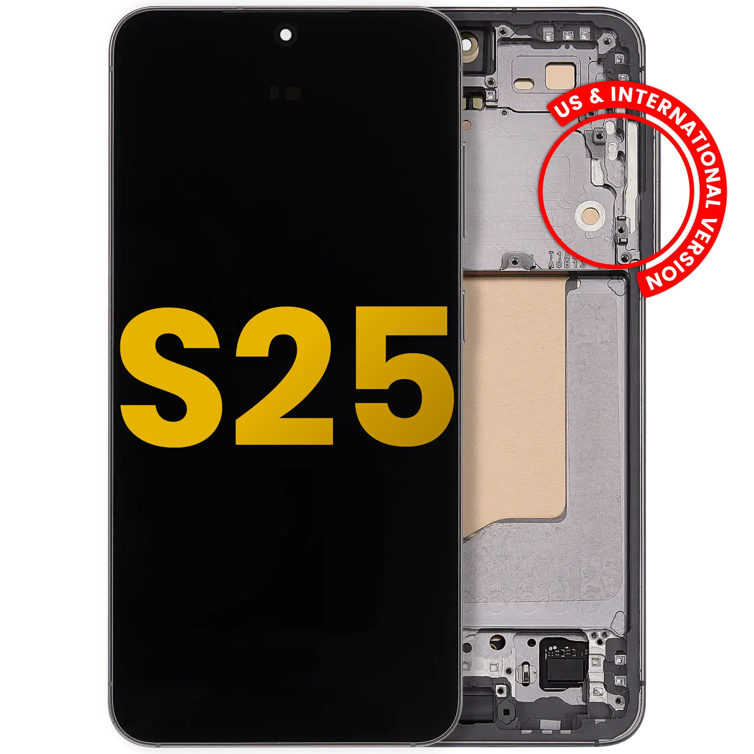 Display OLED completo con Frame per Samsung Galaxy S25 5G (US e International) (Refurbished) (Argento Shadow)