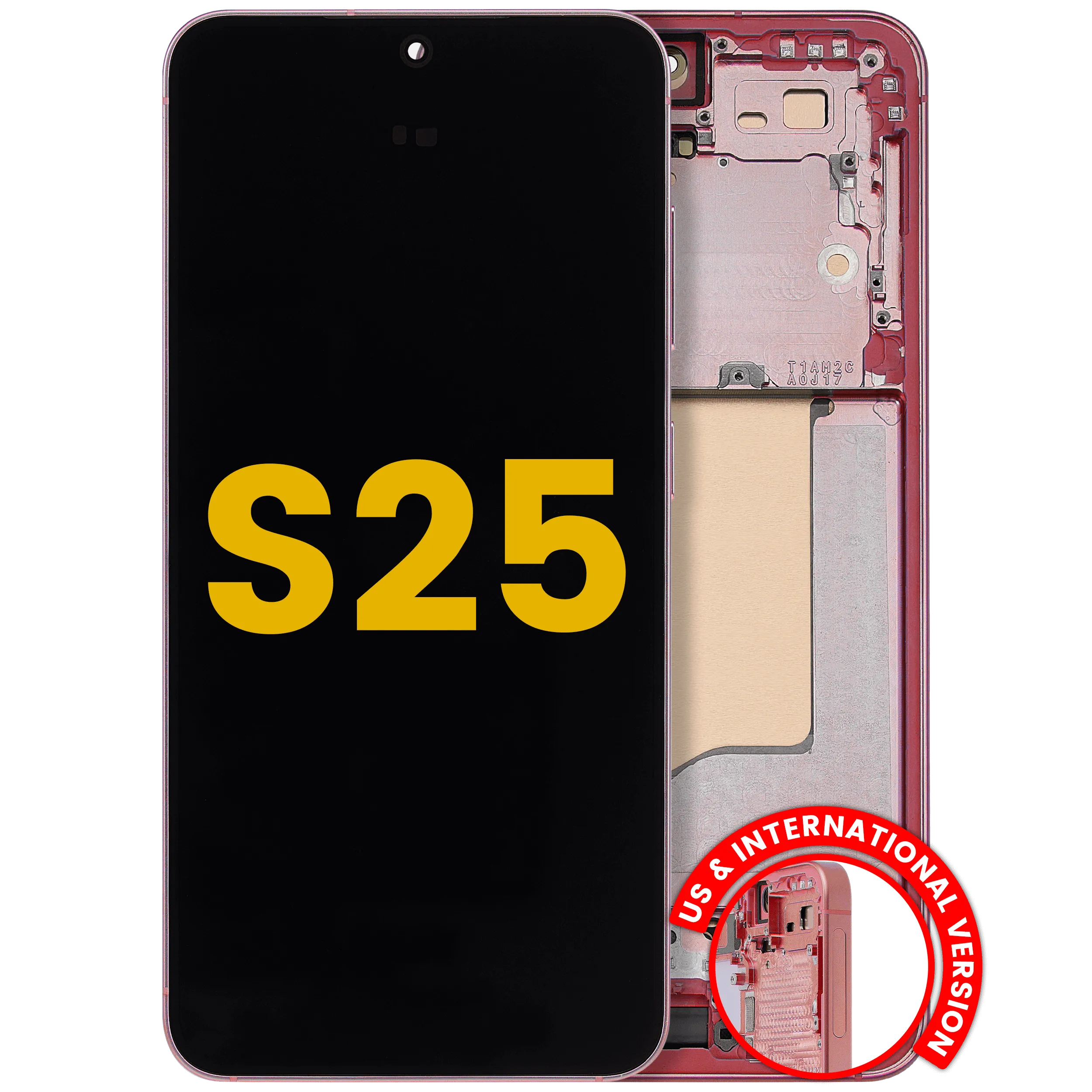 Display OLED completo con Frame per Samsung Galaxy S25 5G (US e International) (Refurbished) (Coral Rosso)