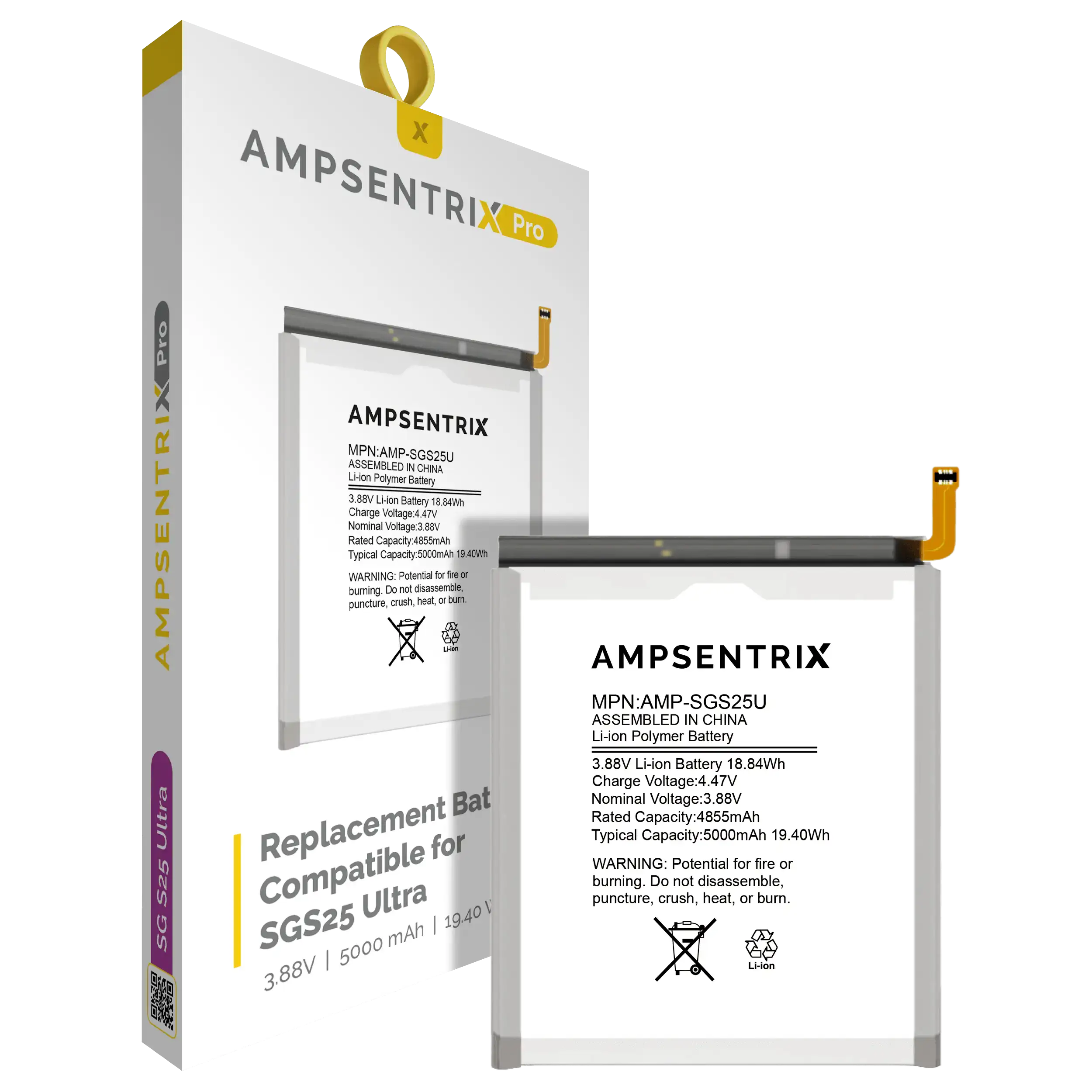 Batteria di ricambio per Samsung Galaxy S25 Ultra (AmpSentrix Pro)