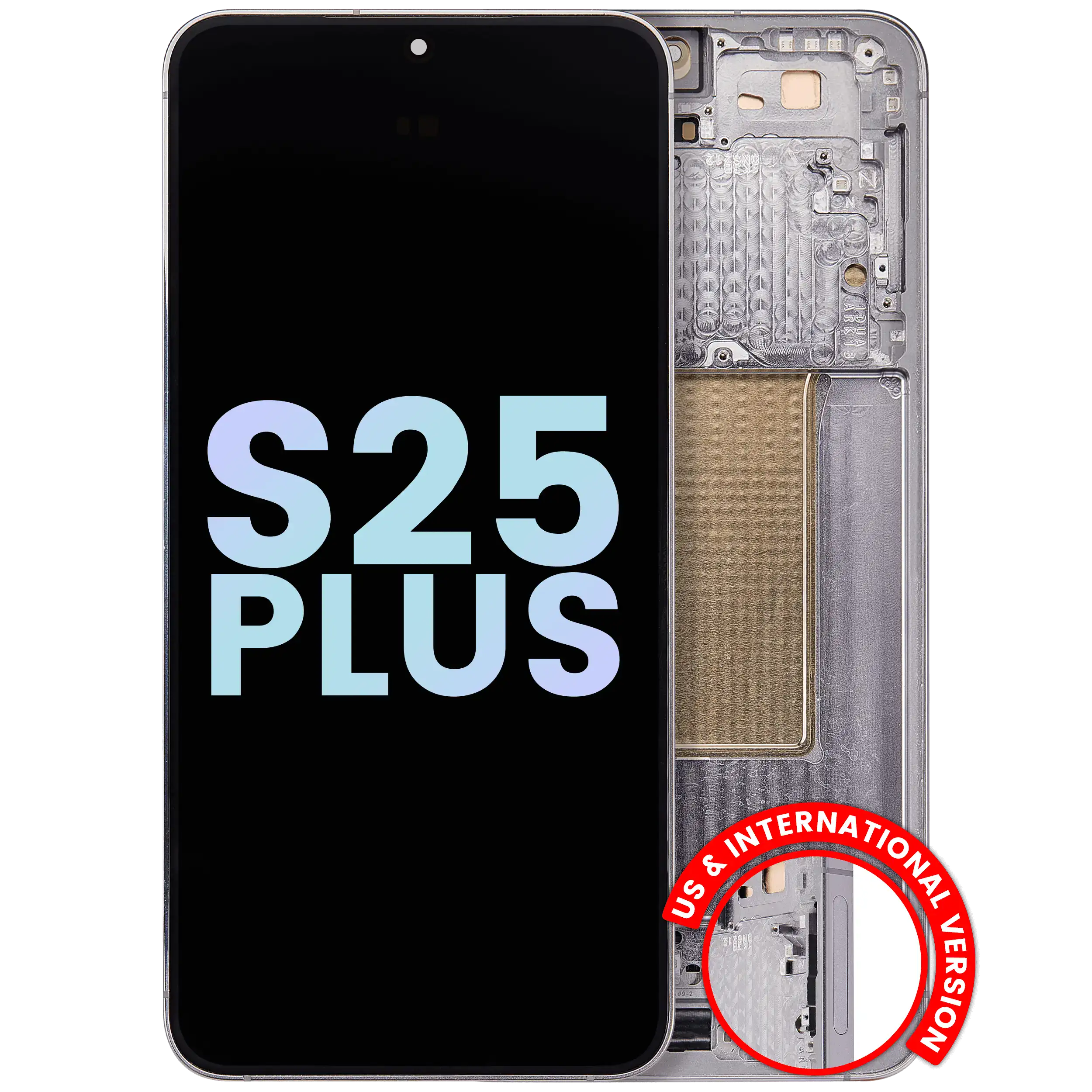 Display OLED completo con Frame per Samsung Galaxy S25 Plus 5G (US e International Version) (Service Pack) (Argento Shadow)