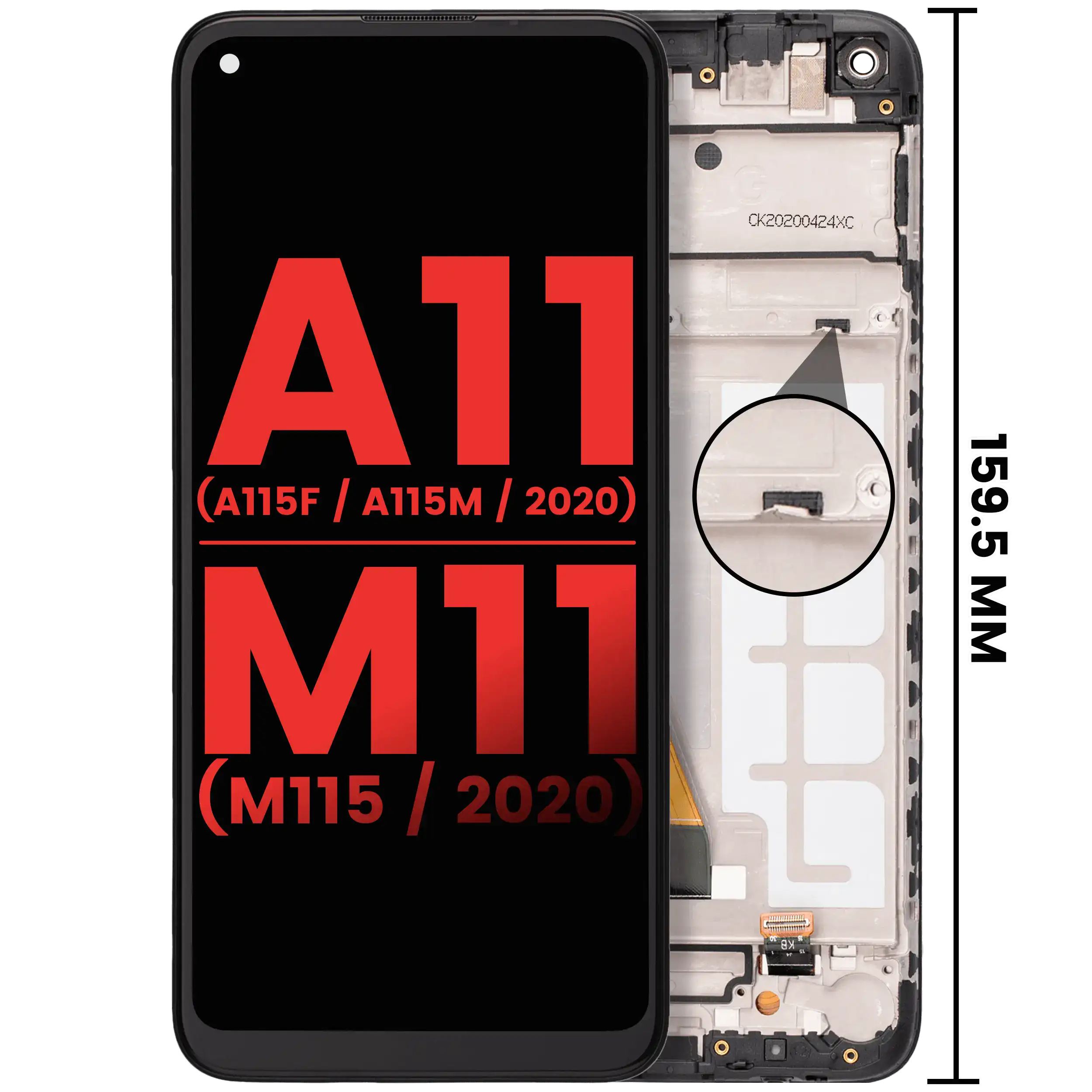 Display LCD completo con Frame per Samsung Galaxy A11 (A115F/ A115M / 2020) / M11 (M115 /2020) (International Version) (tutti i colori)