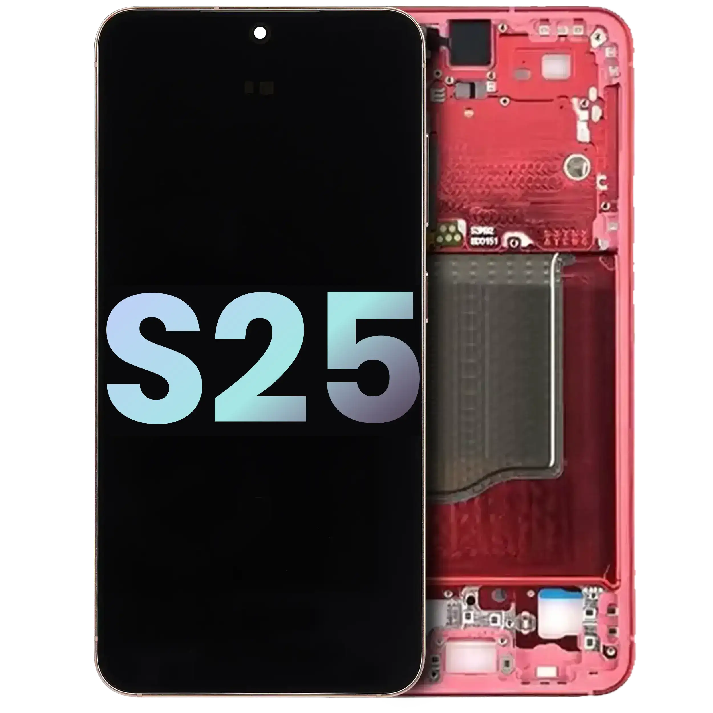 Display OLED completo con Frame per Samsung Galaxy S25 5G (US e International) (Service Pack) (Coral Rosso)