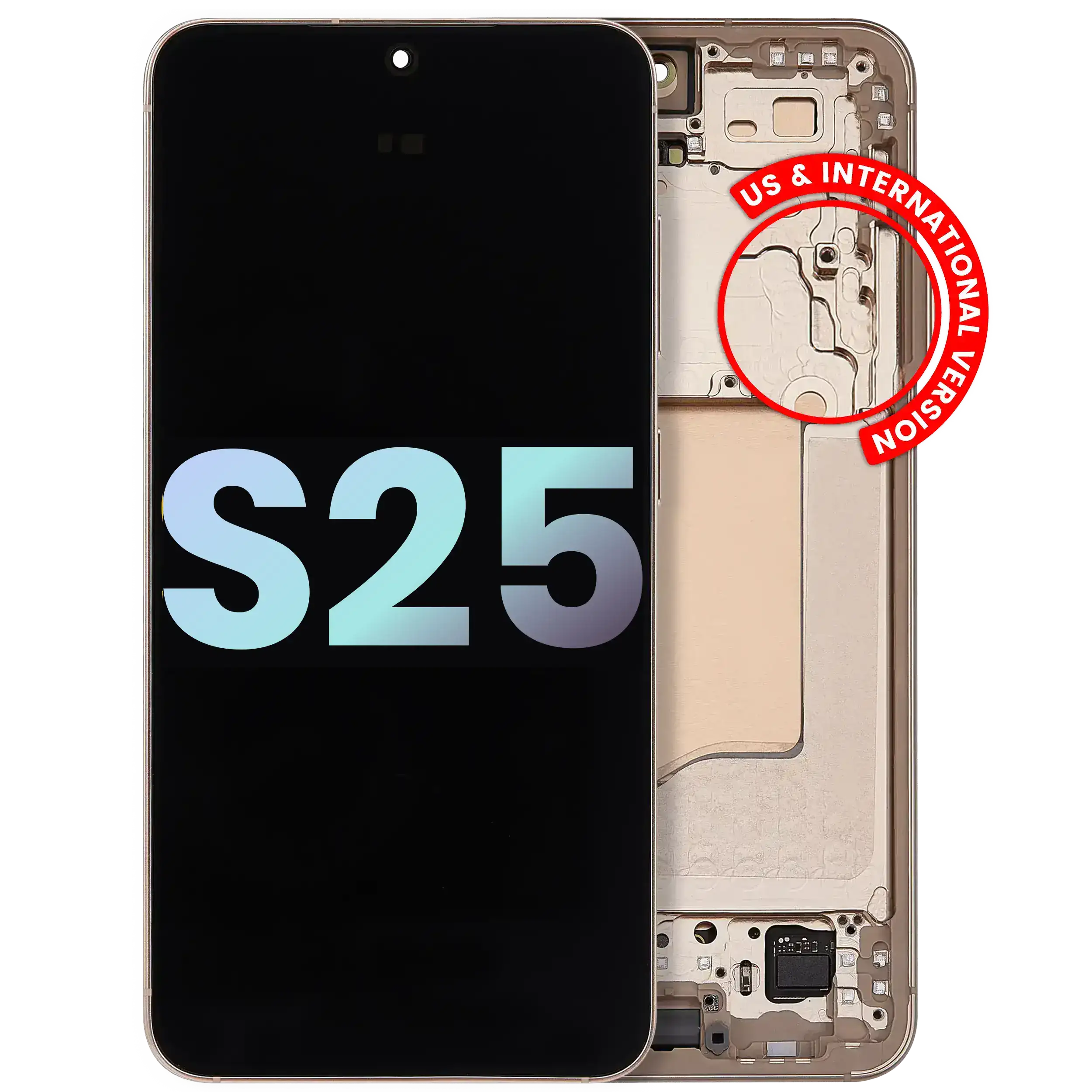 Display OLED completo con Frame per Samsung Galaxy S25 5G (US e International) (Service Pack) (Rosa Oro)