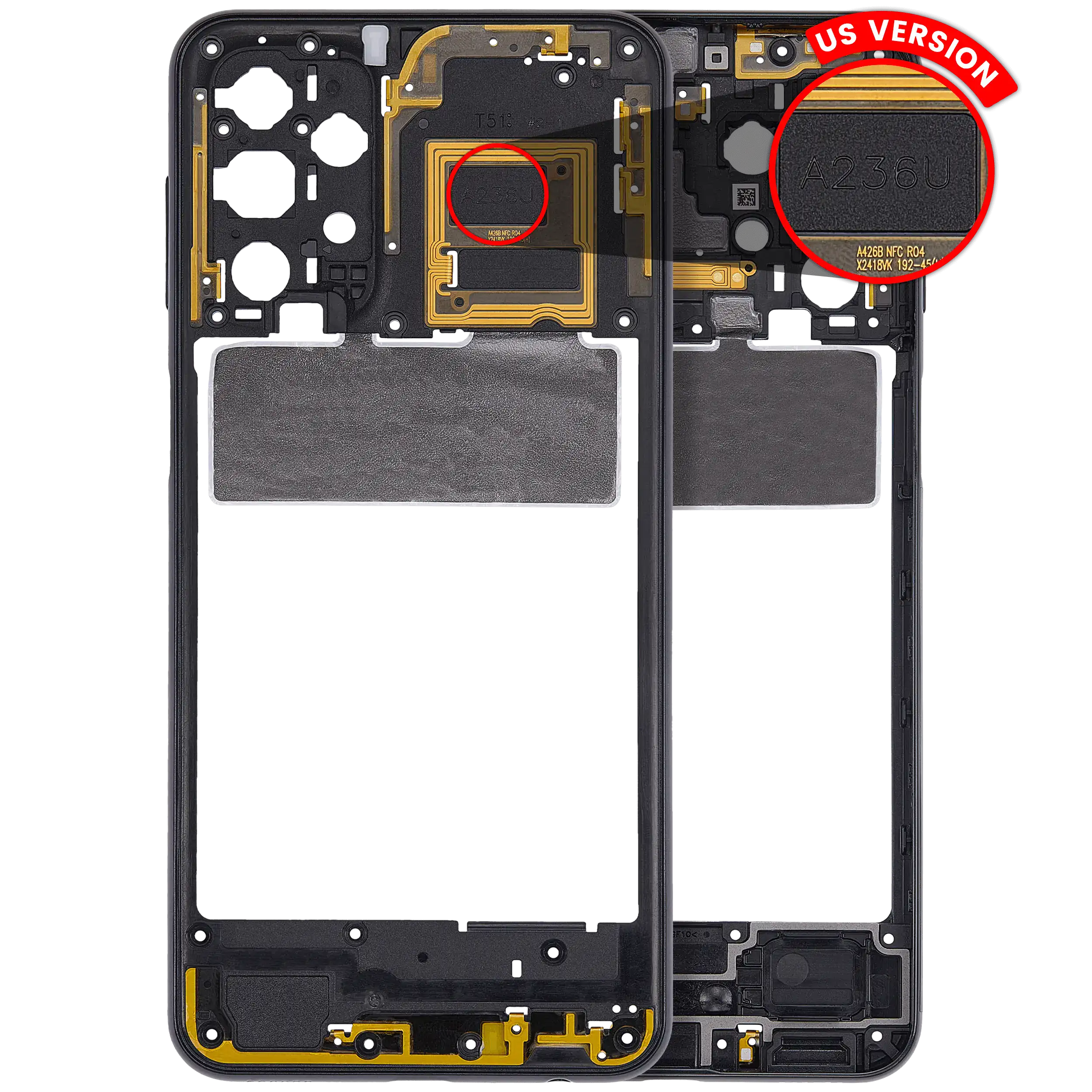 Frame centrale per Samsung Galaxy A23 5G (A236U / 2022) (US Version) (Nero)