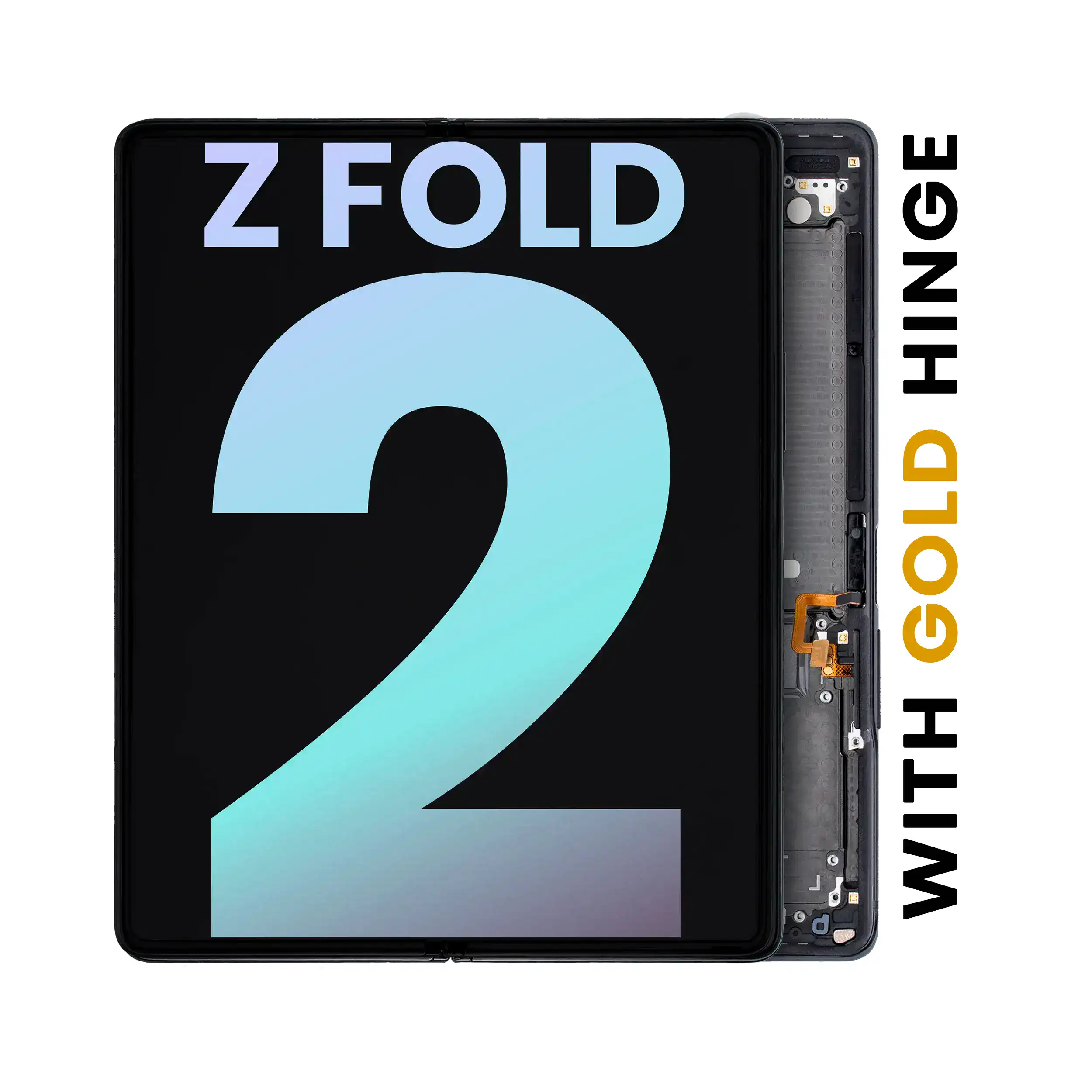 Inner Display OLED completo con Frame per Samsung Galaxy Z Fold 2 5G (Service Pack) (US e International) (Mystic Nero con Oro Hinge)