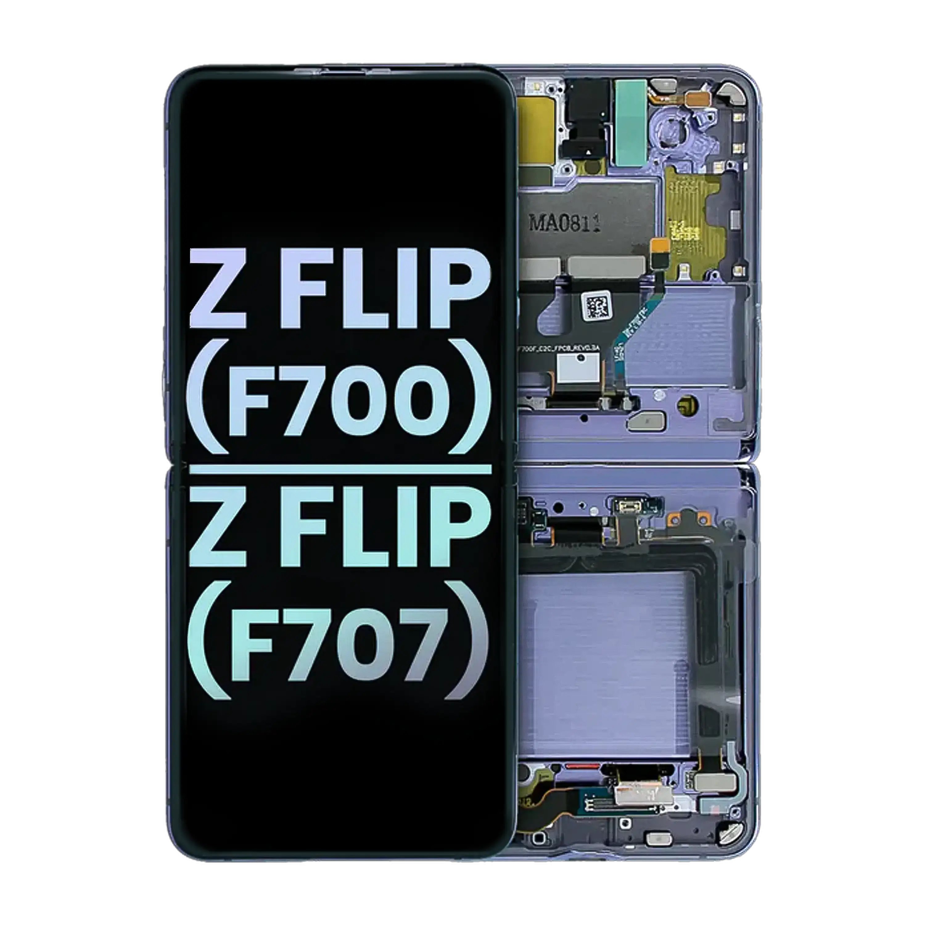 Inner Display OLED completo con Frame per Samsung Galaxy Z Flip 4G (F700) (Service Pack) (Mirror Viola)