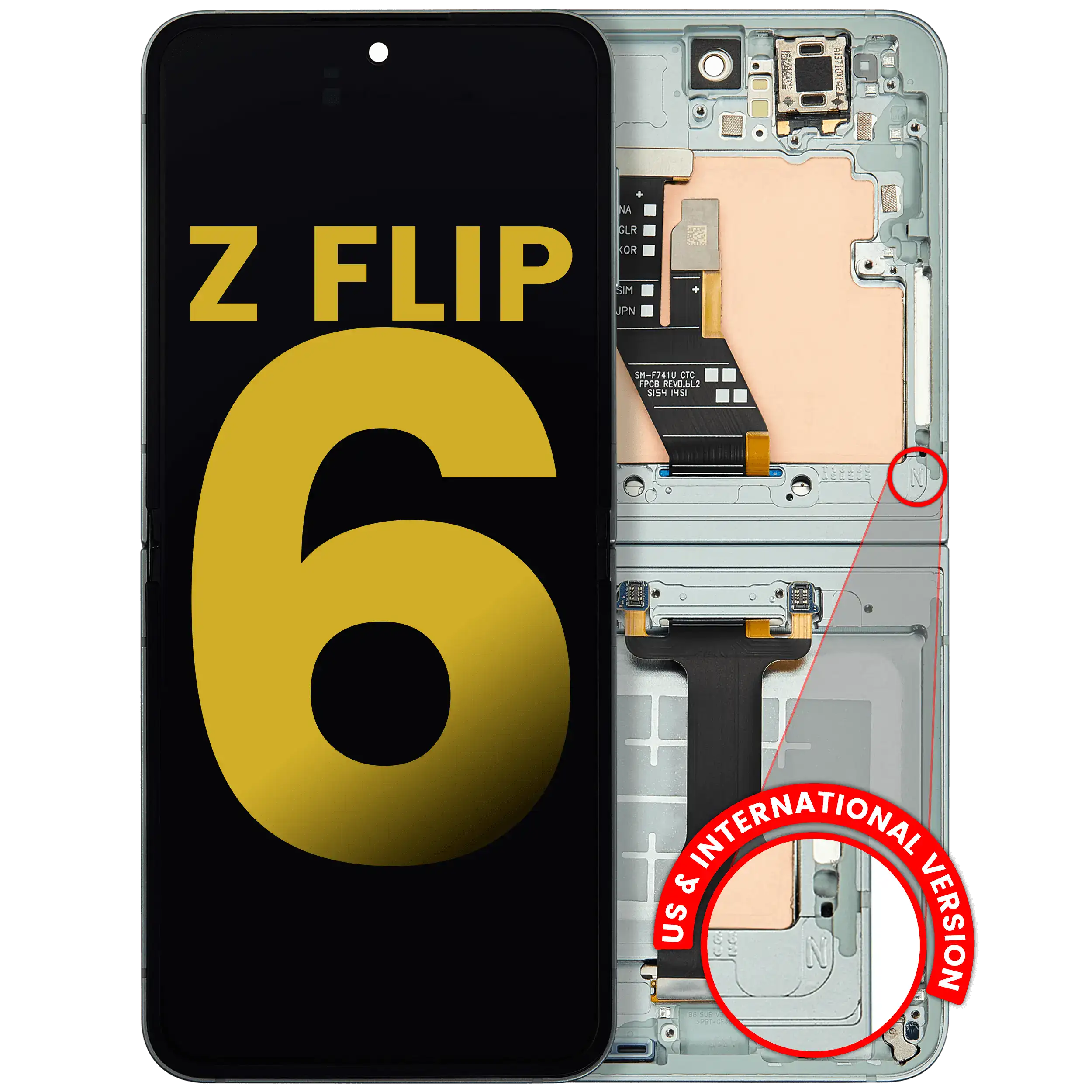 Inner Display OLED completo con Frame per Samsung Galaxy Z Flip 6 (F741) (US e International) (Refurbished) (Mint)