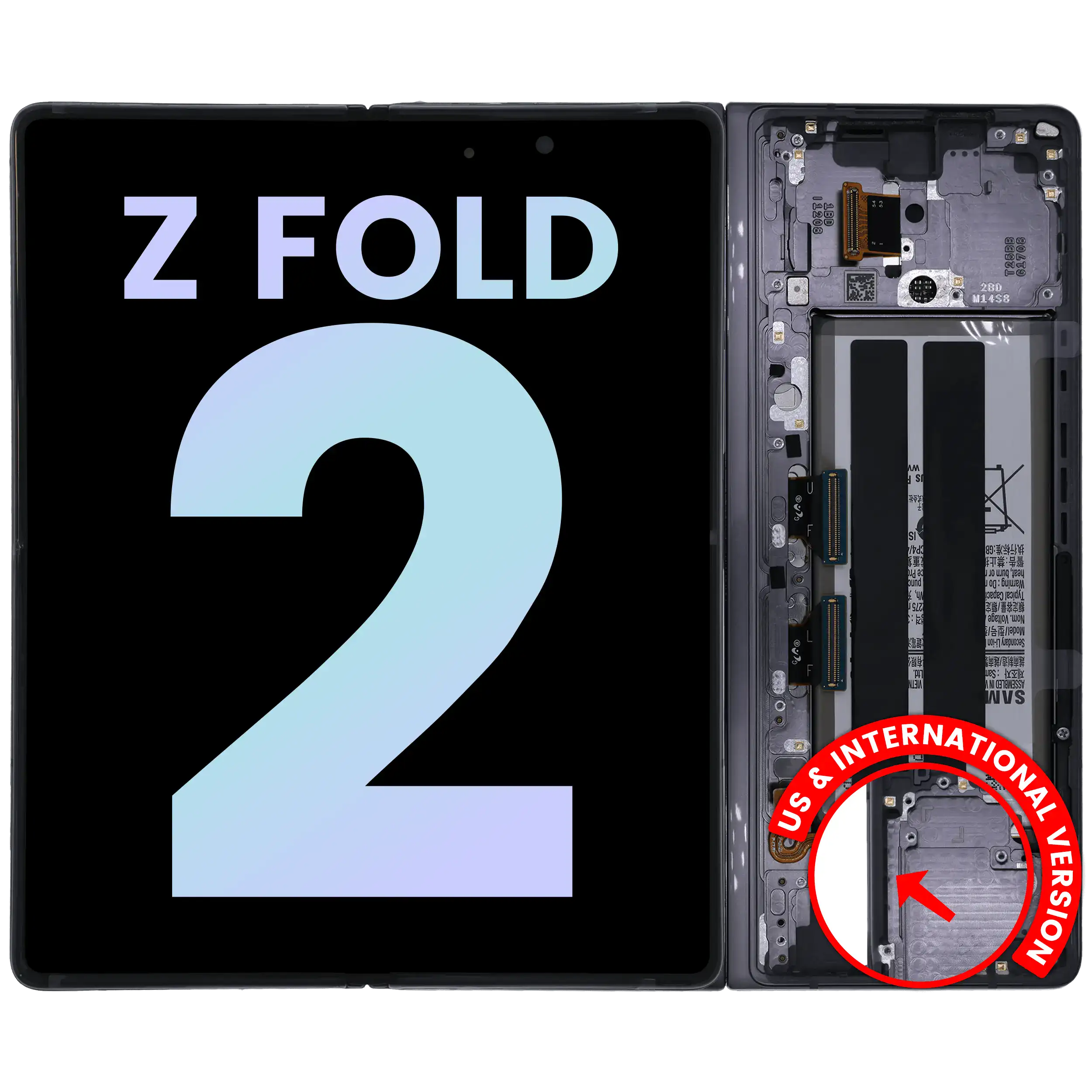 Inner Display OLED completo con Frame per Samsung Galaxy Z Fold 2 5G (US e International) (Service Pack) (Mystic Grigio)