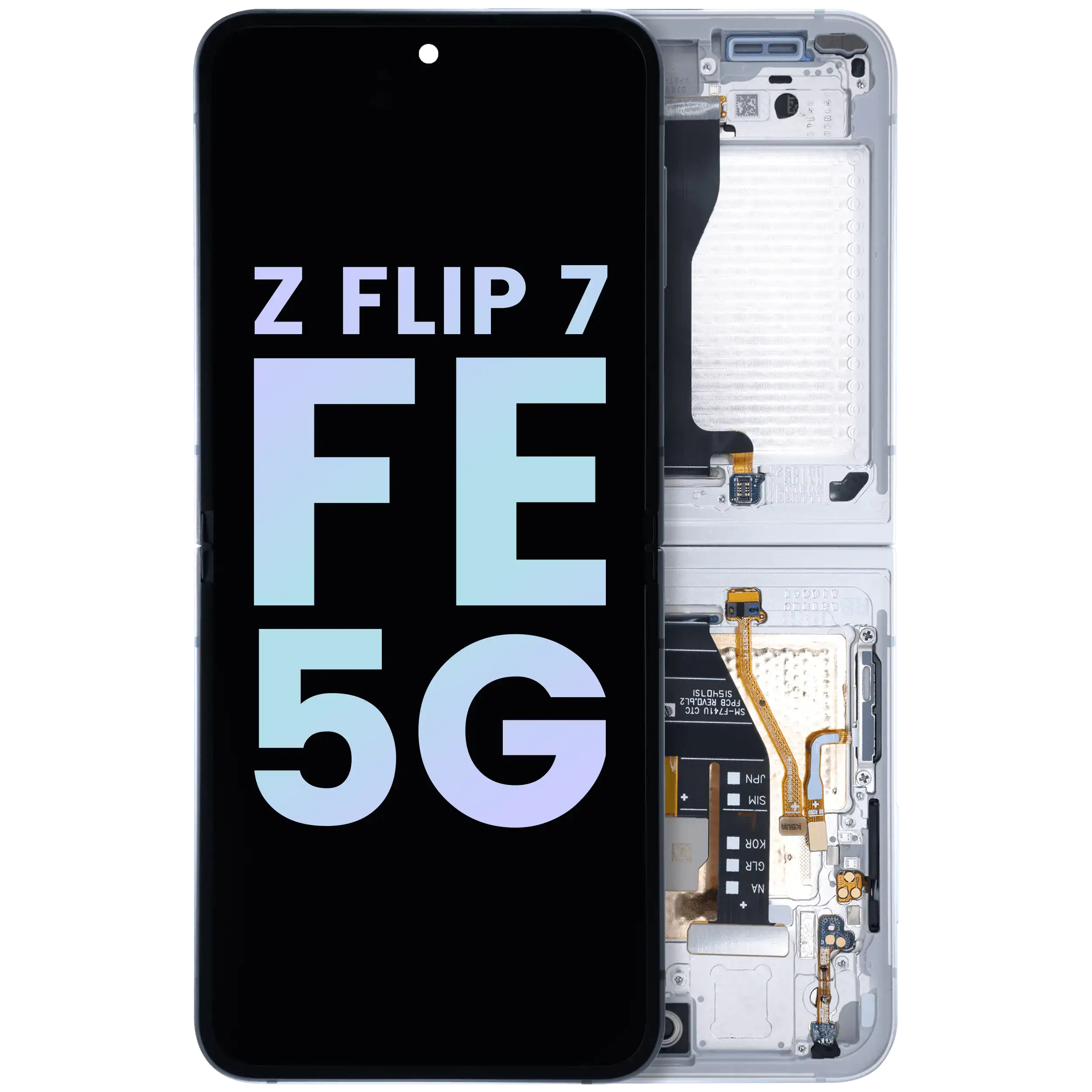 Inner Display OLED completo con Frame per Samsung Galaxy Z Flip 7 FE 5G (Service Pack) (Bianco)