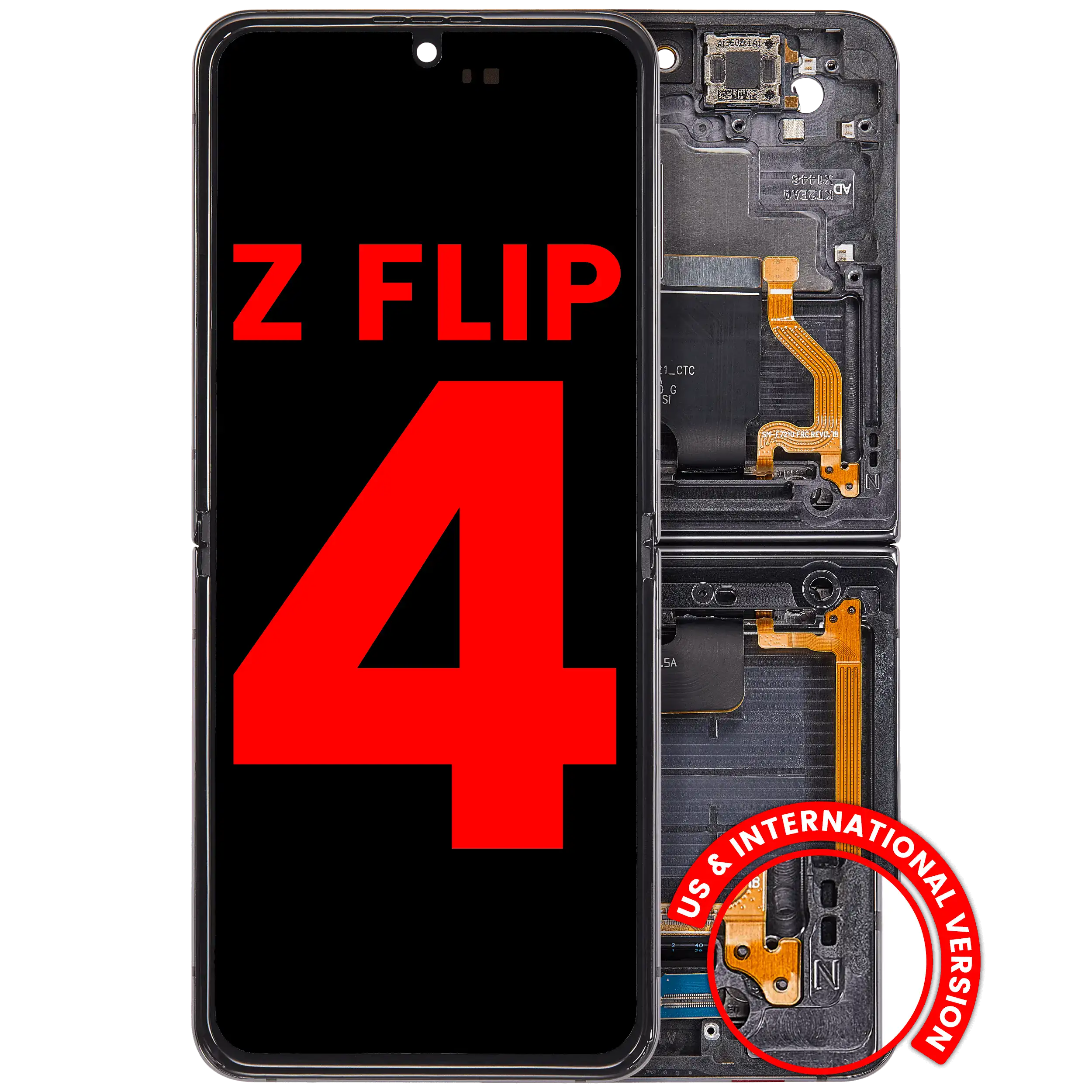 Inner Display OLED completo con Frame compatibile per Samsung Galaxy Z Flip 4 5G (F721) (US e International Version) (Grafite)