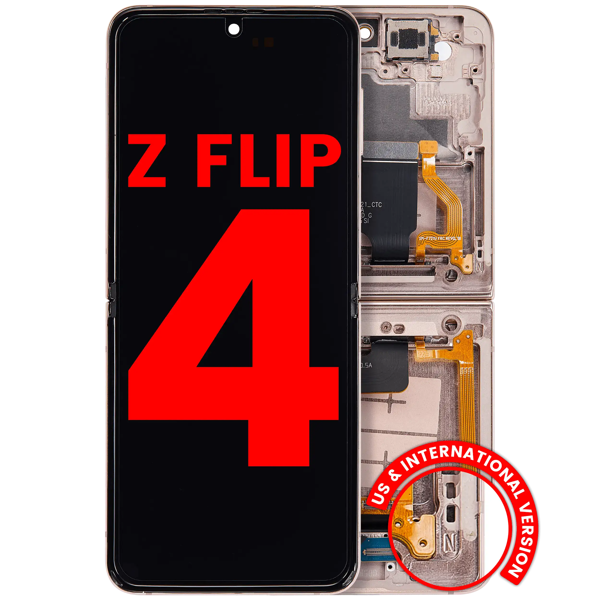 Inner Display OLED completo con Frame compatibile per Samsung Galaxy Z Flip 4 5G (F721) (US e International Version) (Rosa Oro)