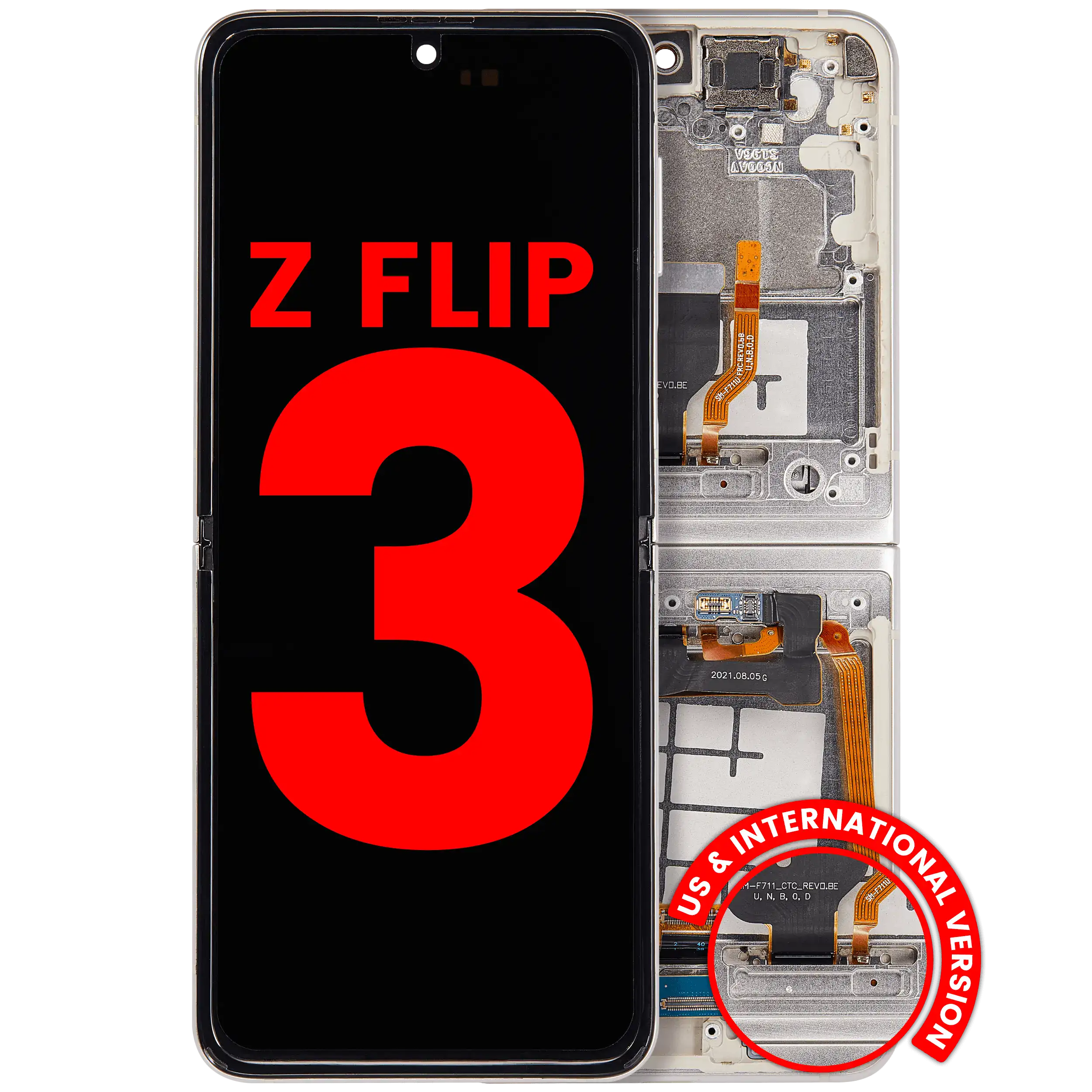 Inner Display OLED completo con Frame compatibile per Samsung Galaxy Z Flip 3 5G (F711) (US e International) (Cream)