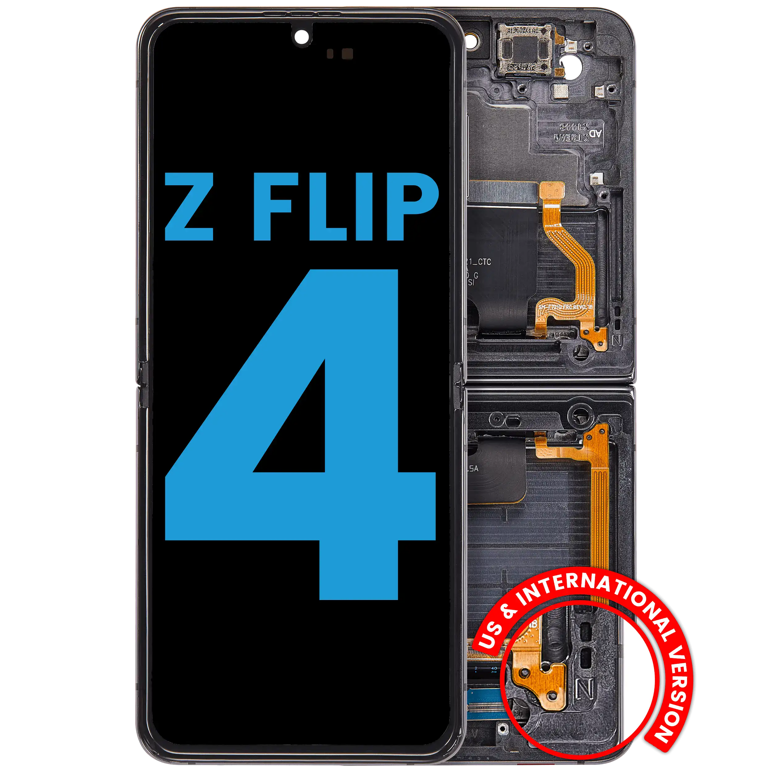 Inner Display OLED completo con Frame compatibile per Samsung Galaxy Z Flip 4 5G (F721) (US e International Version) (Grafite)