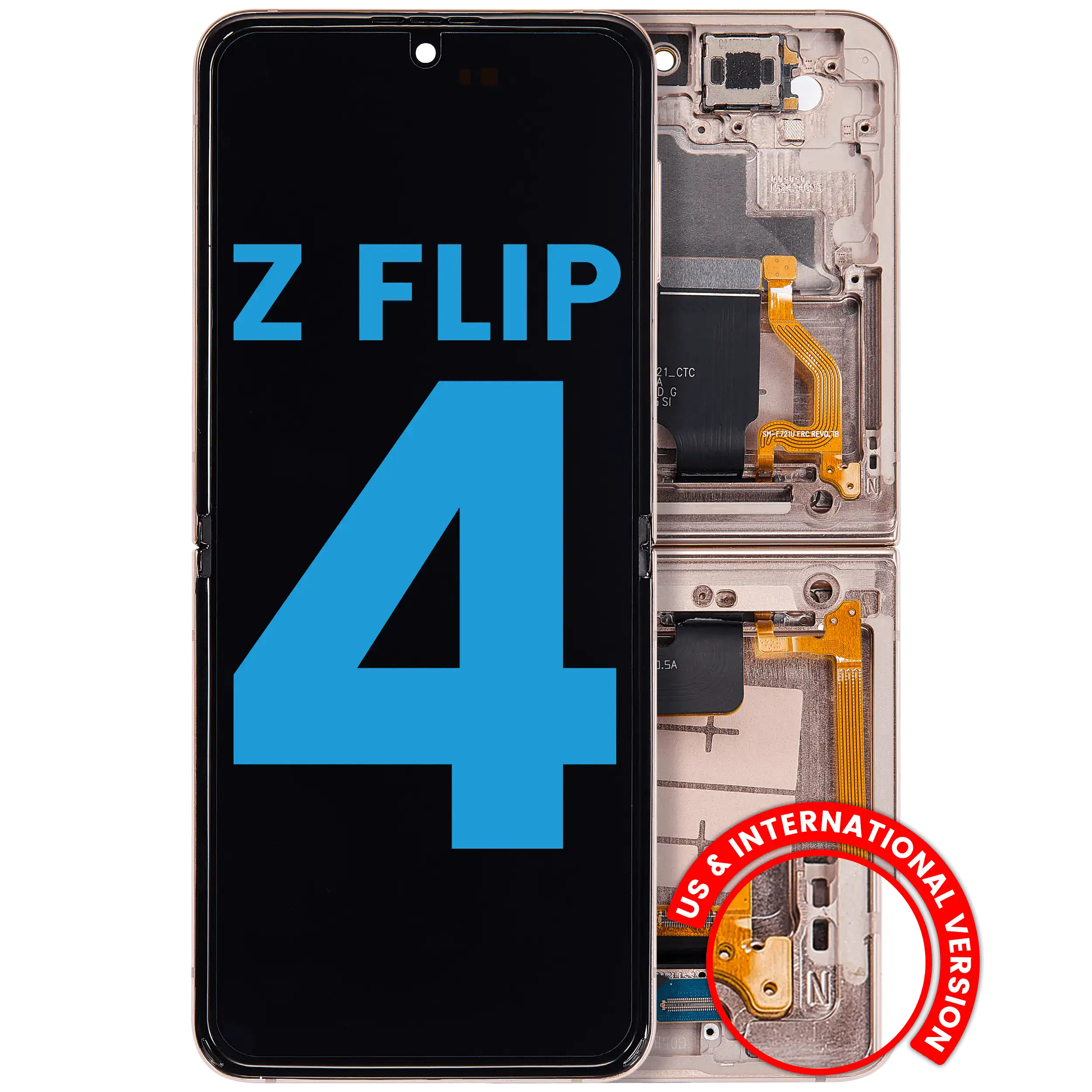 Inner Display OLED completo con Frame compatibile per Samsung Galaxy Z Flip 4 5G (F721) (US e International Version) (Rosa Oro)