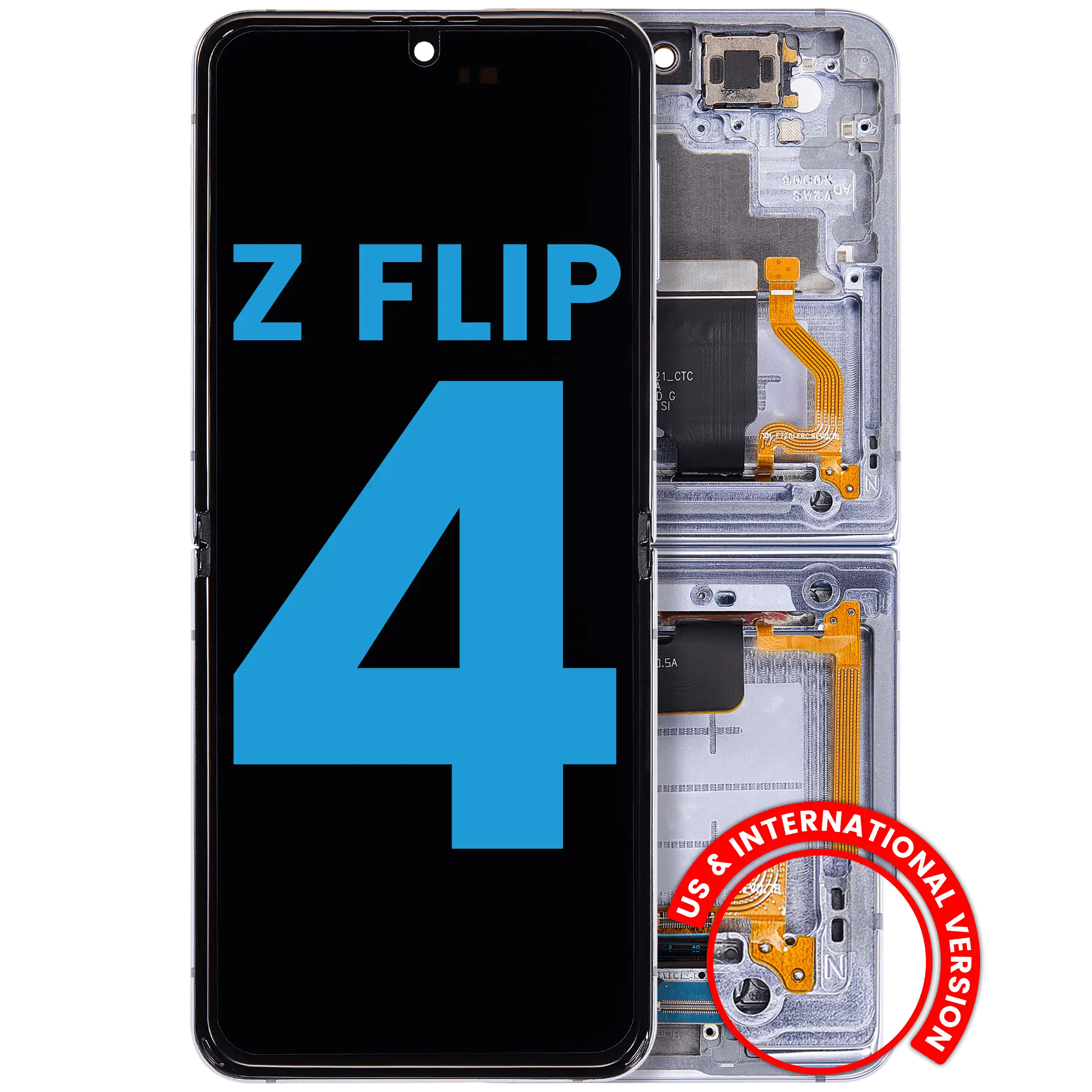 Inner Display OLED completo con Frame compatibile per Samsung Galaxy Z Flip 4 5G (F721) (US e International Version) (Blu)