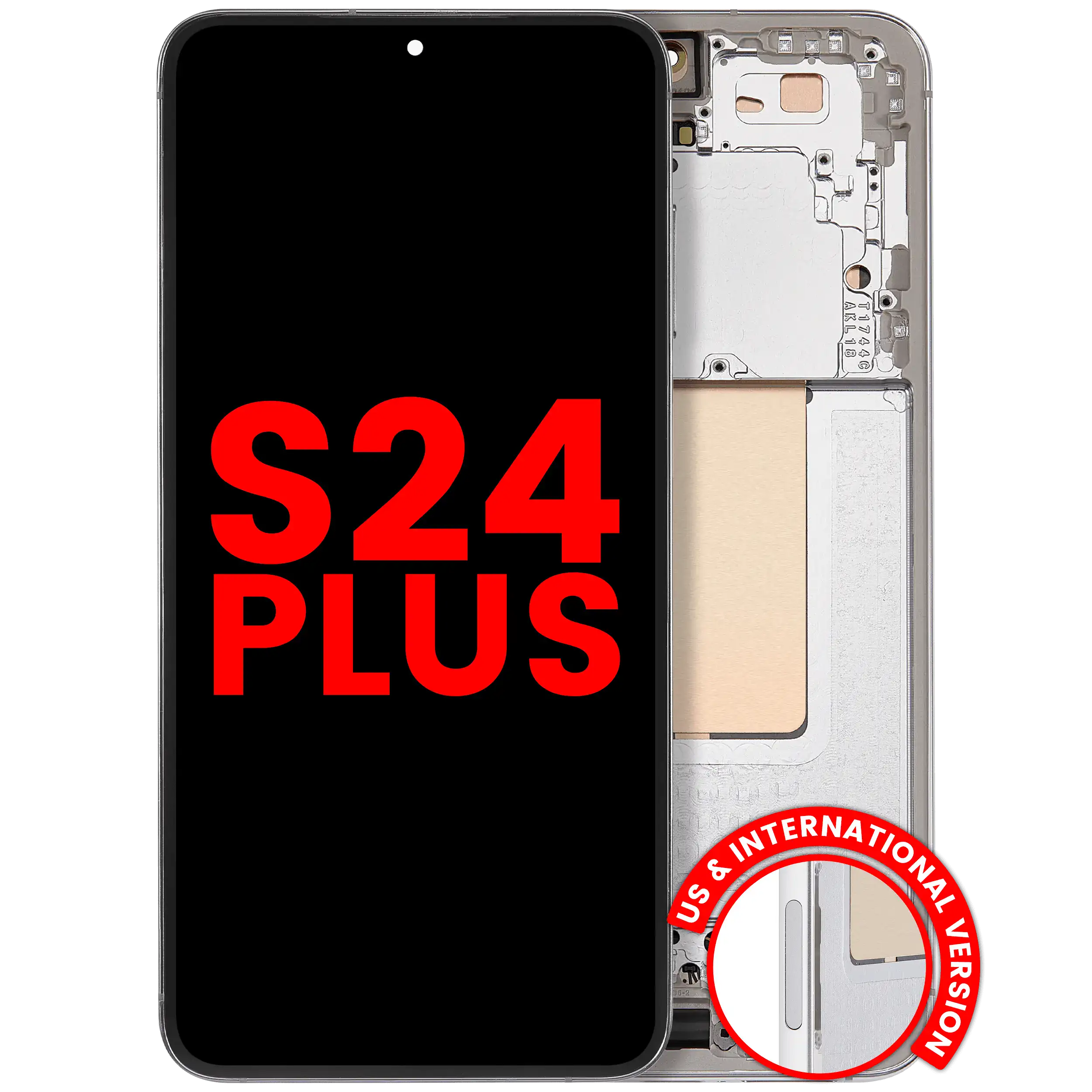 Display OLED completo con Frame compatibile per Samsung Galaxy S24 Plus 5G (US e International Version) (Marble Grigio)