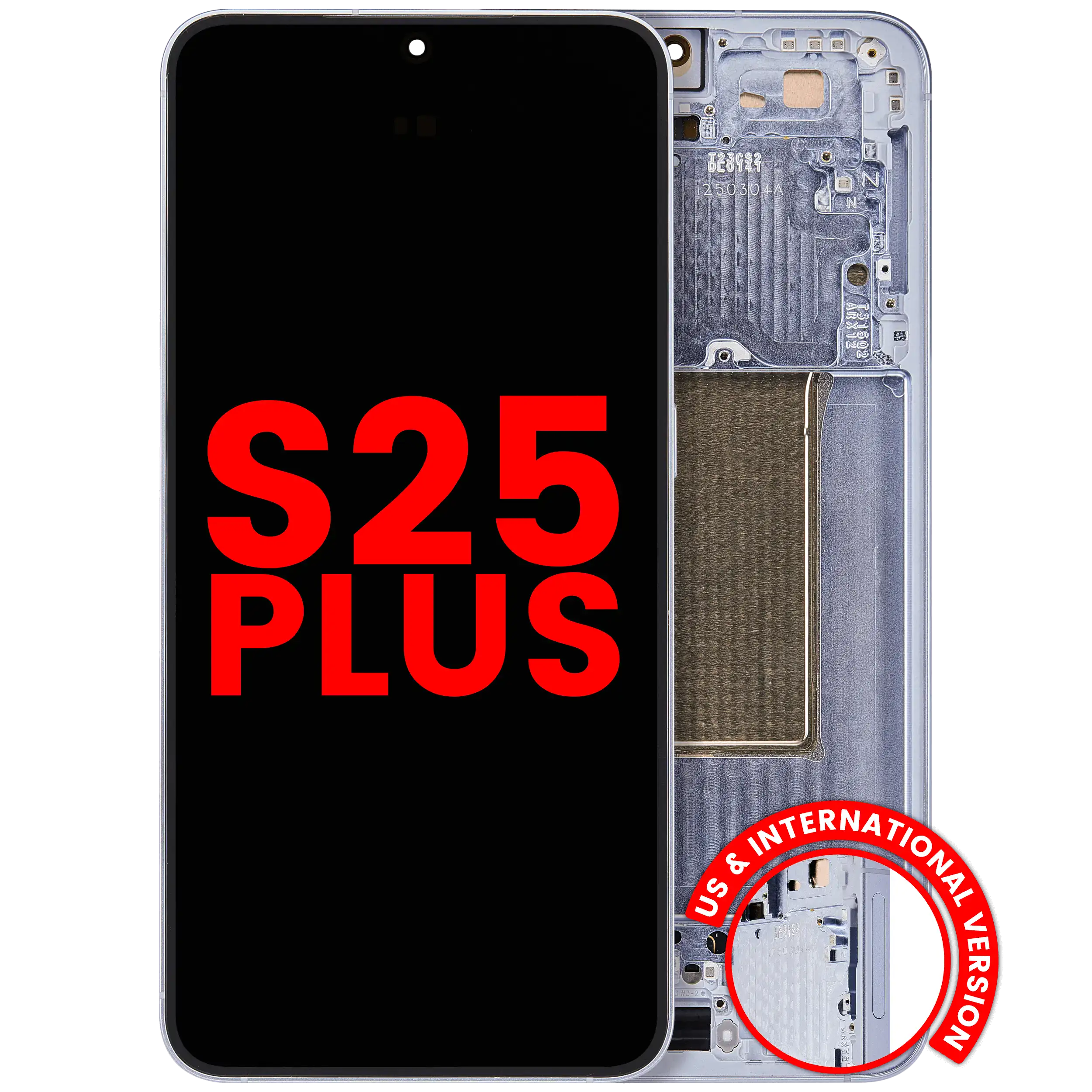 Display OLED completo con Frame per Samsung Galaxy S25 Plus 5G (US e International Version) (Icy Blu)