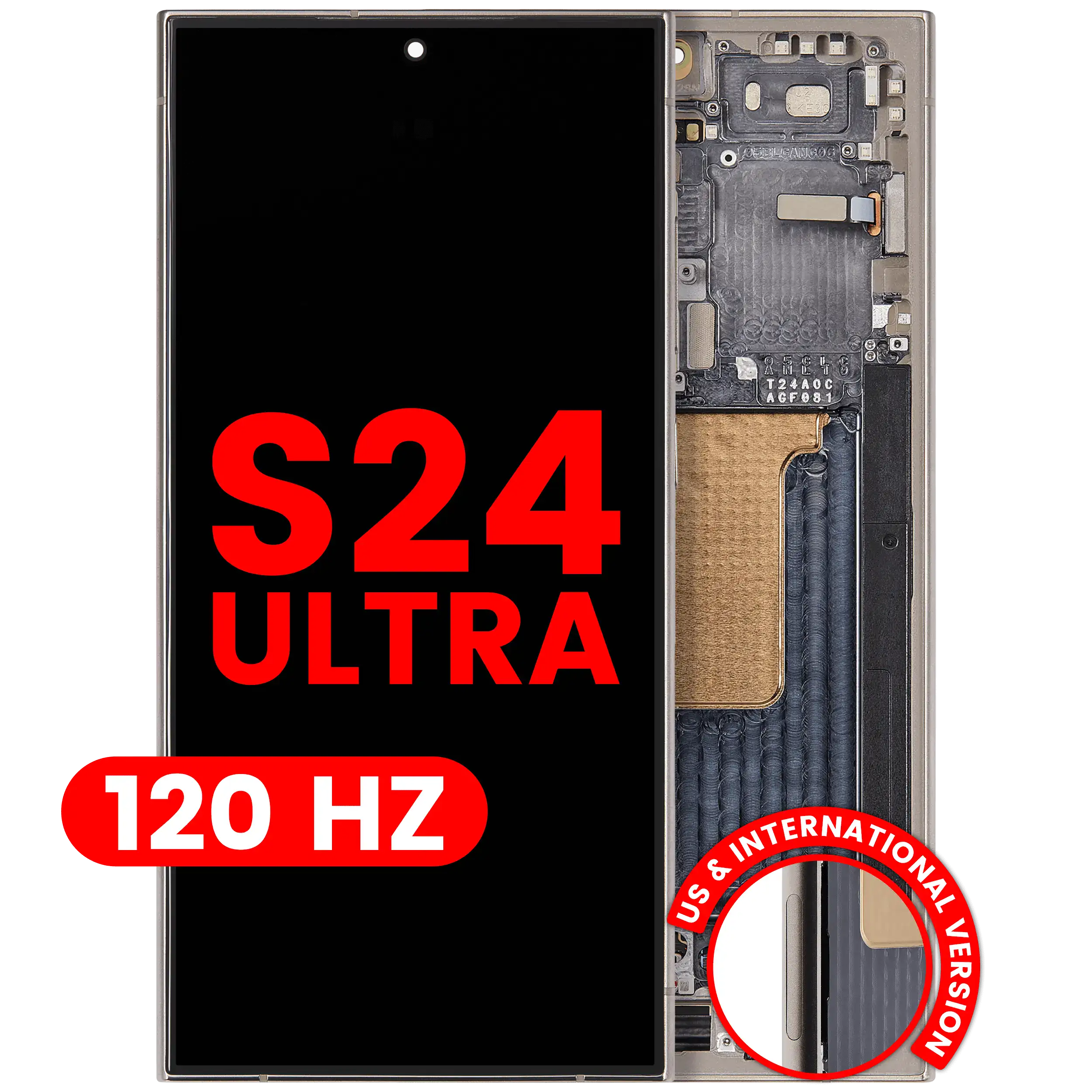 Display OLED completo con Frame per Samsung Galaxy S24 Ultra (US e International Version) (120Hz) (Titanio Grigio)