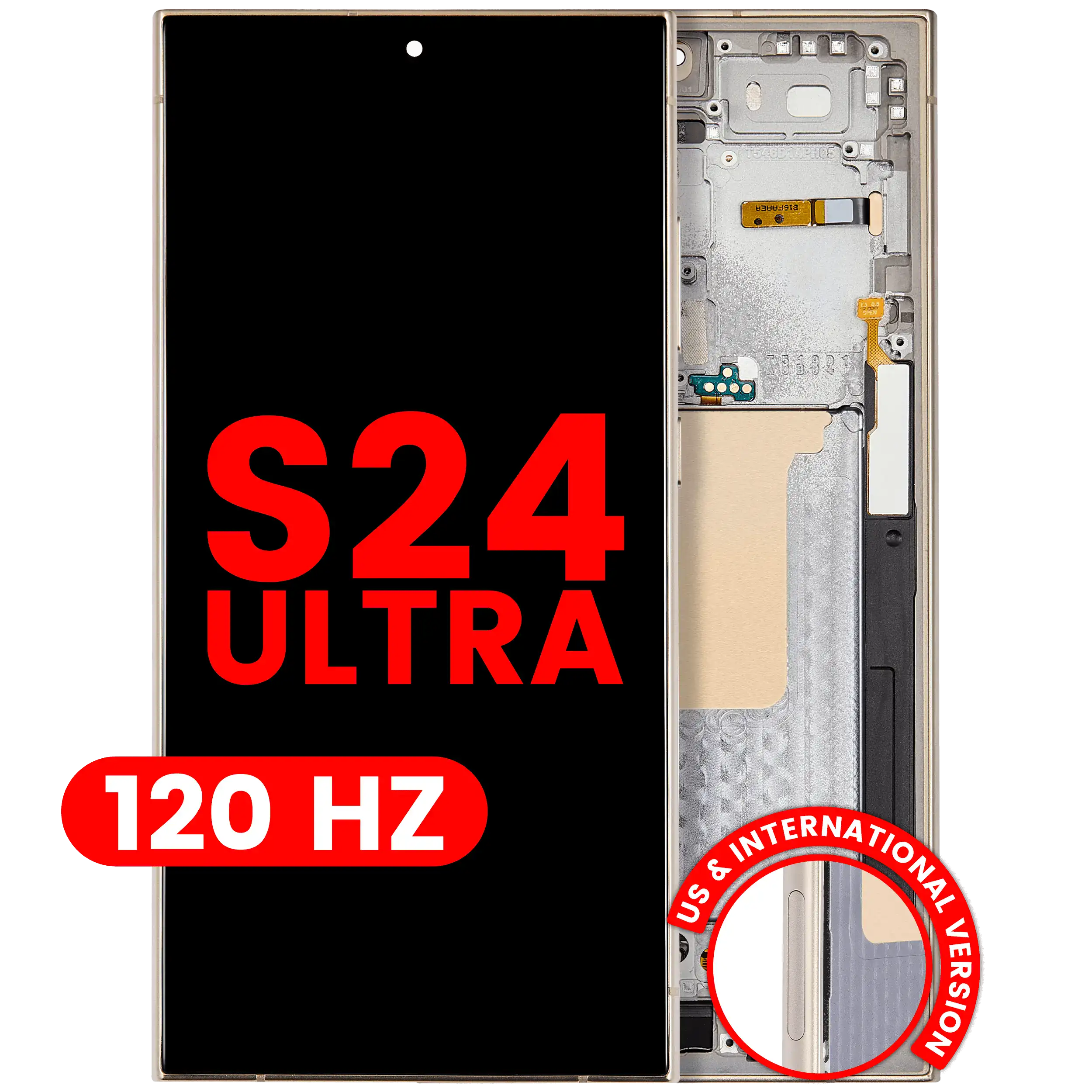 Display OLED completo con Frame per Samsung Galaxy S24 Ultra (US e International Version) (120Hz) (Titanio Giallo)