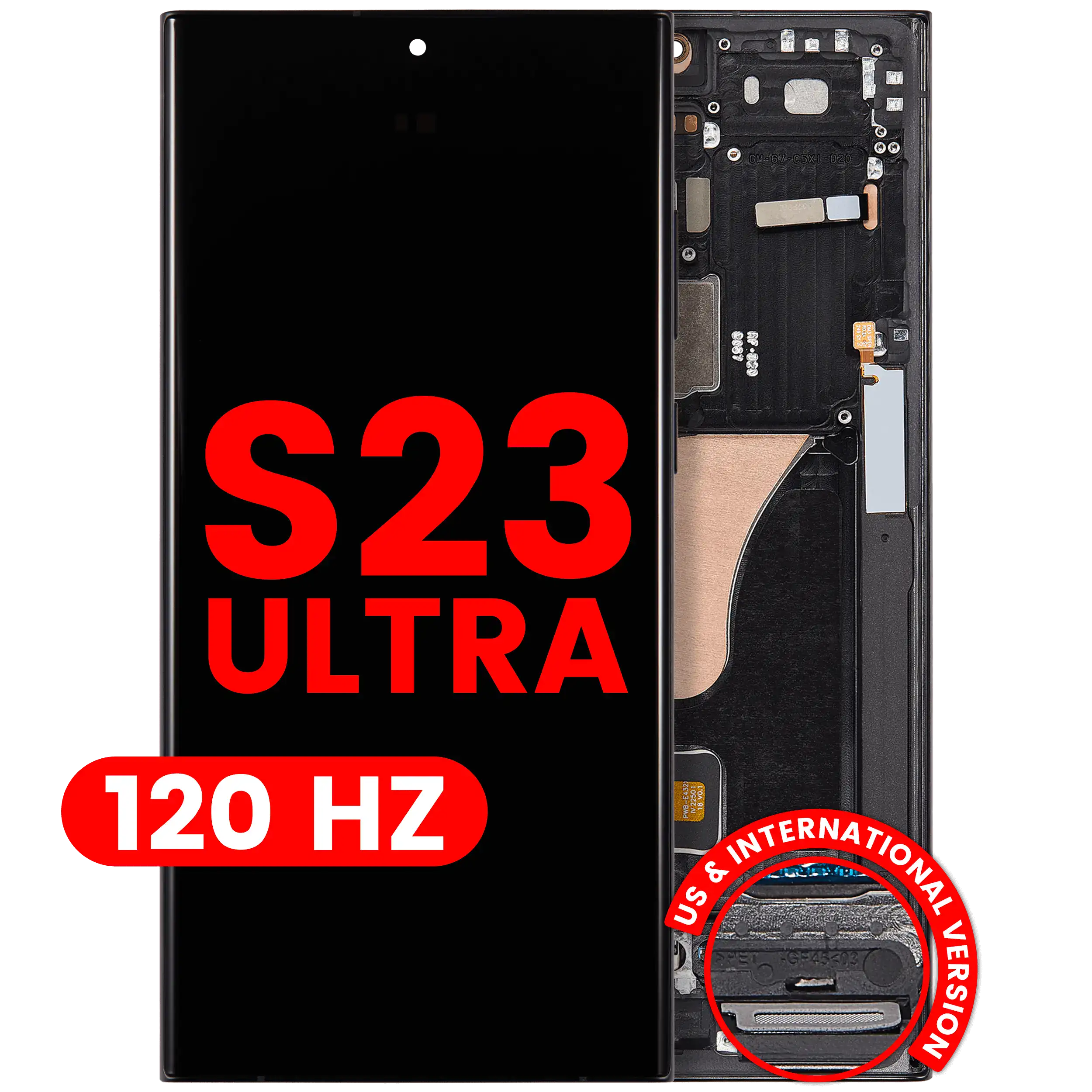 Display OLED completo con Frame per Samsung Galaxy S23 Ultra (US e International) (120Hz) (Grafite)