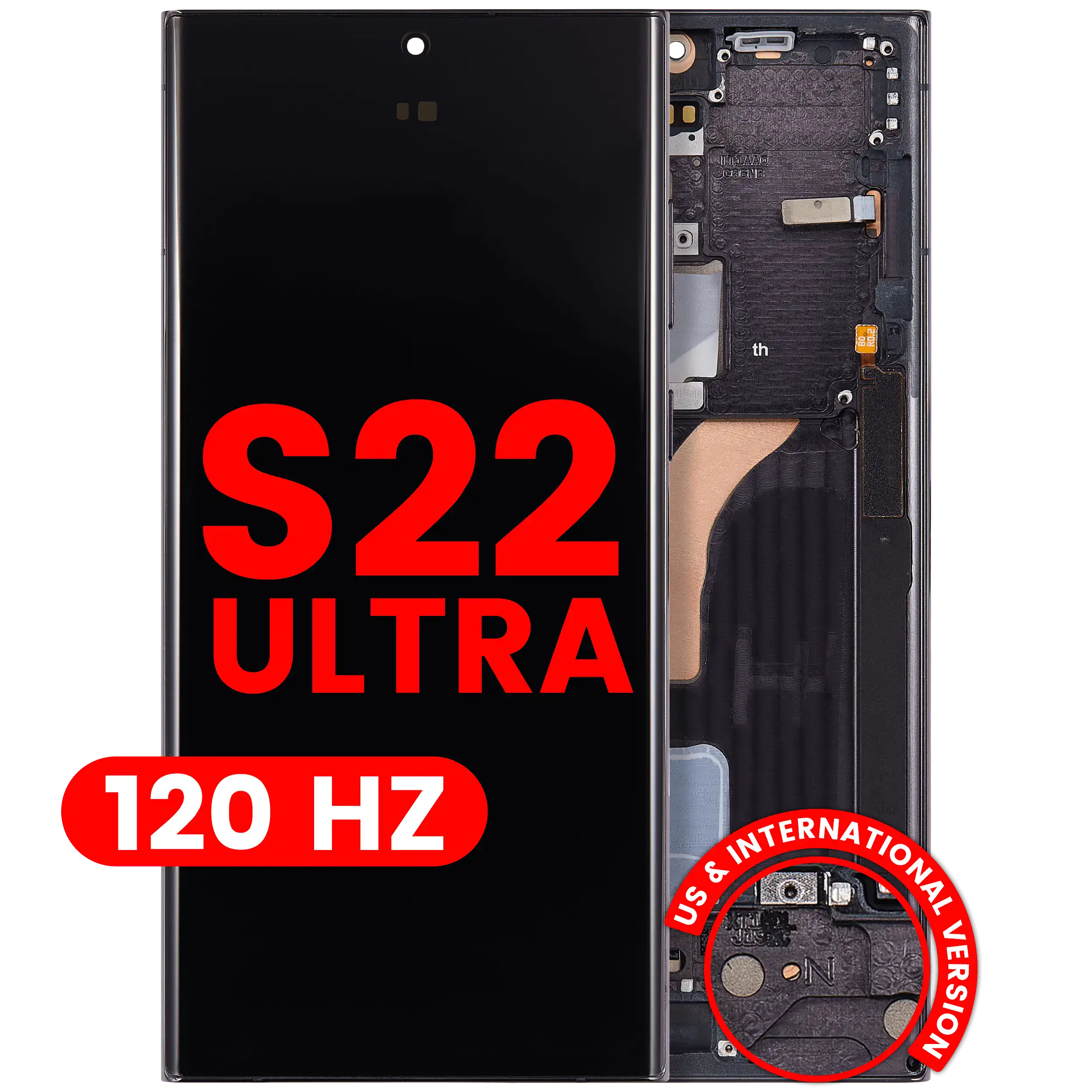 Display OLED completo con Frame per Samsung Galaxy S22 Ultra 5G (US e International Version) (120Hz) (Phantom Nero)