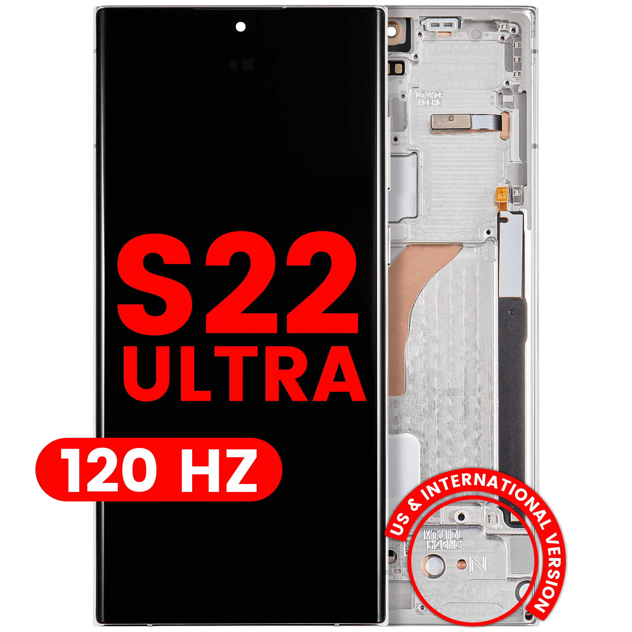 Display OLED completo con Frame per Samsung Galaxy S22 Ultra 5G (US e International Version) (120Hz) (Phantom Bianco)