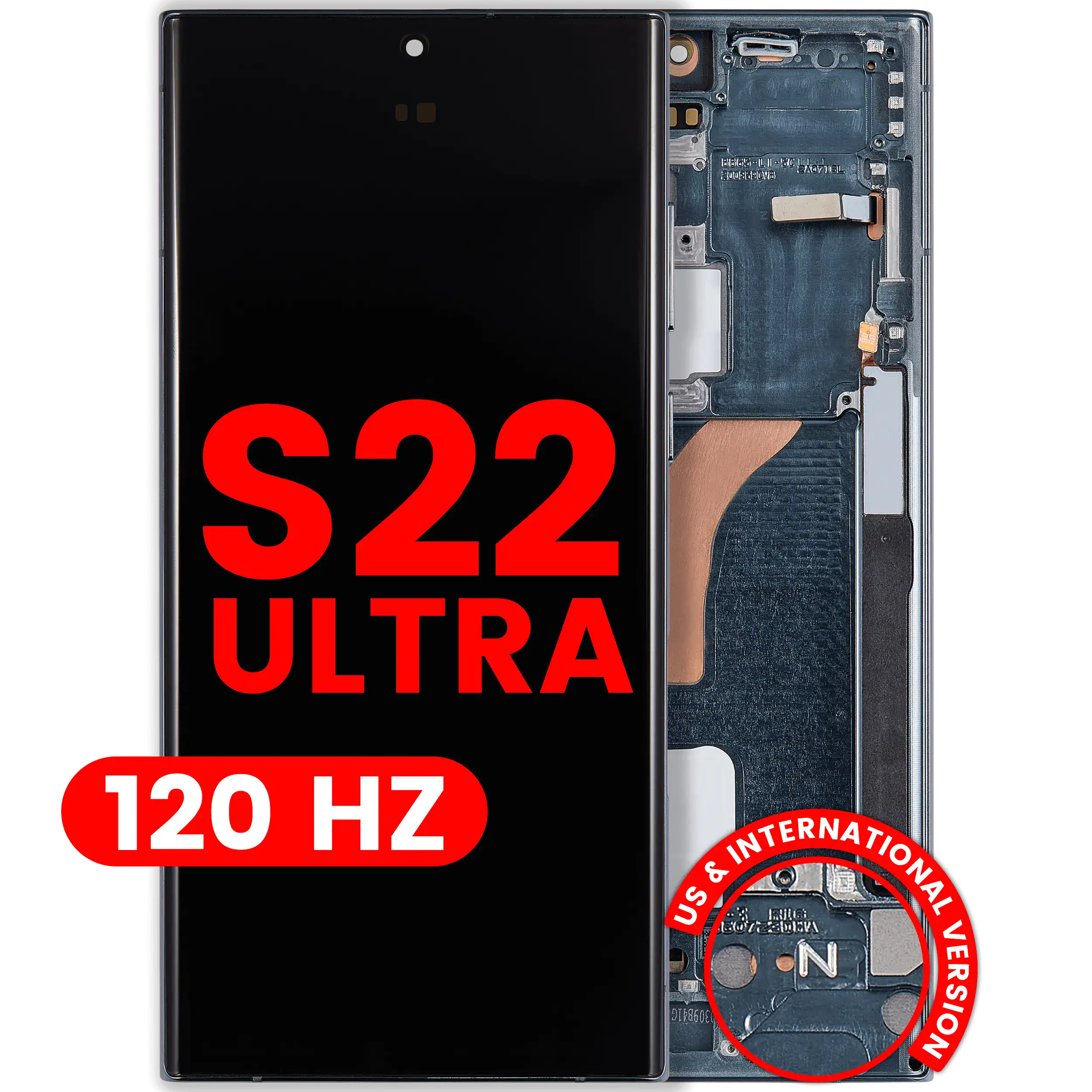 Display OLED completo con Frame per Samsung Galaxy S22 Ultra 5G (US e International Version) (120Hz) (Verde)
