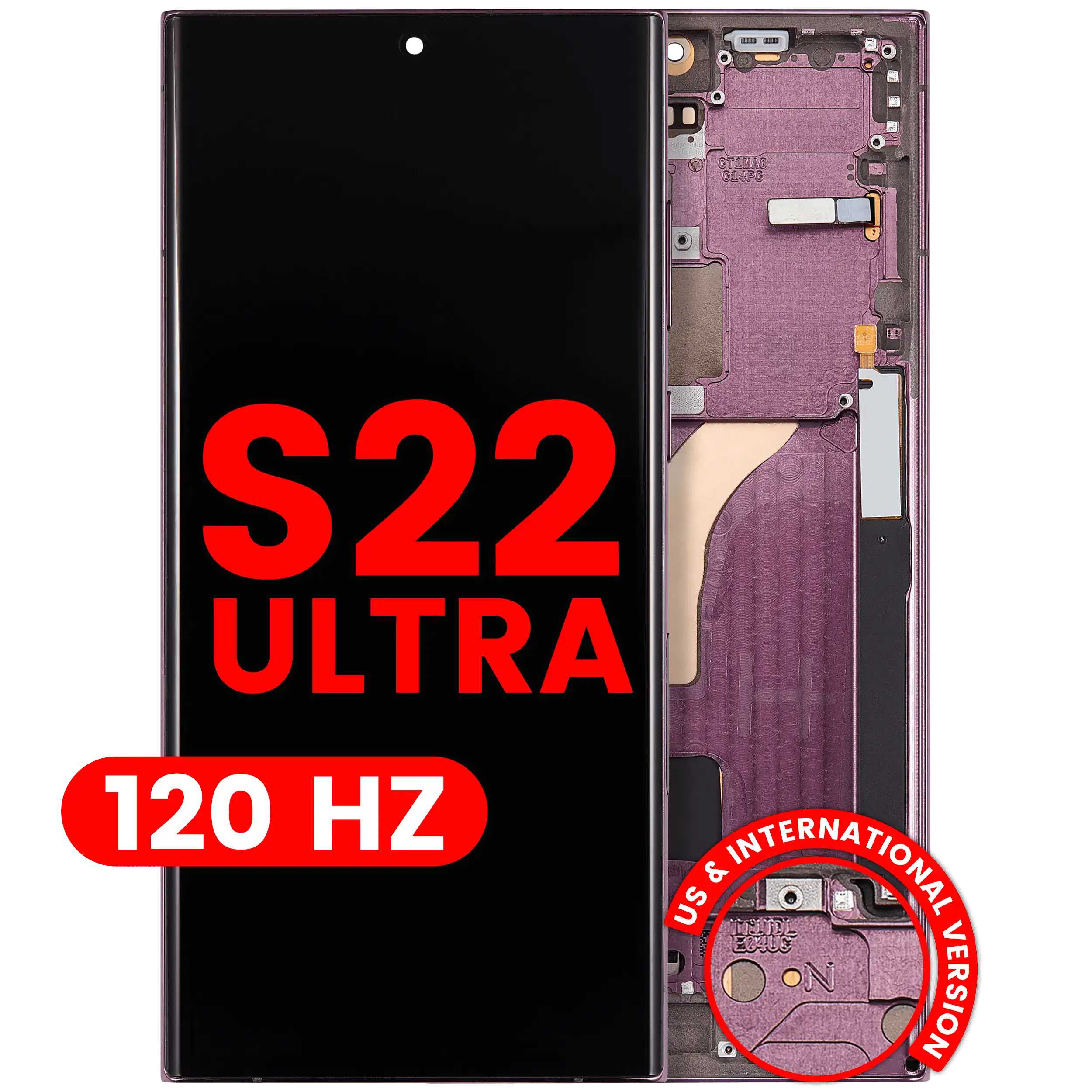Display OLED completo con Frame per Samsung Galaxy S22 Ultra 5G (US e International Version) (120Hz) (Burgundy)