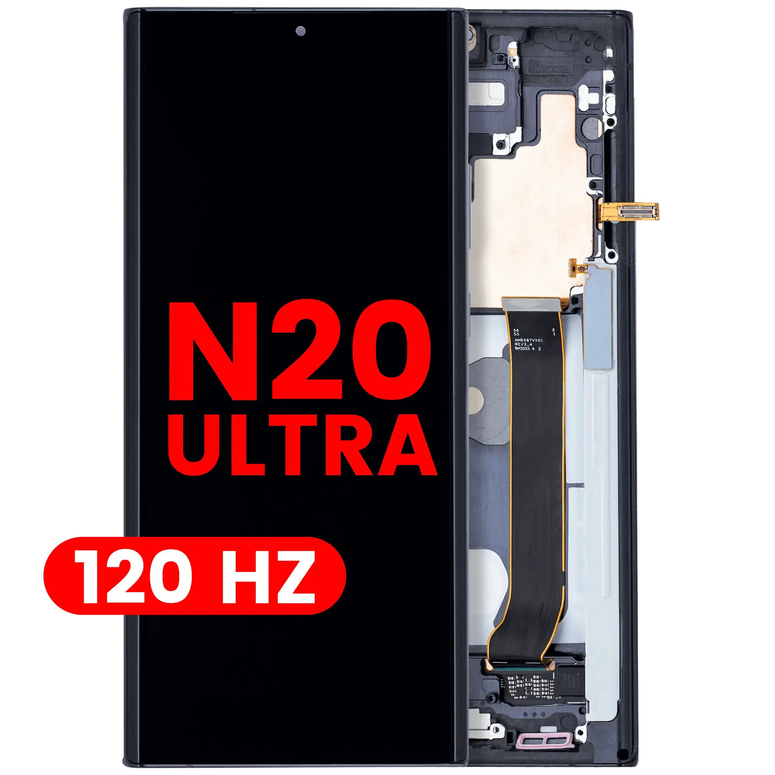 Display OLED completo con Frame per Samsung Galaxy Note 20 Ultra 5G (120Hz) (Mystic Nero)