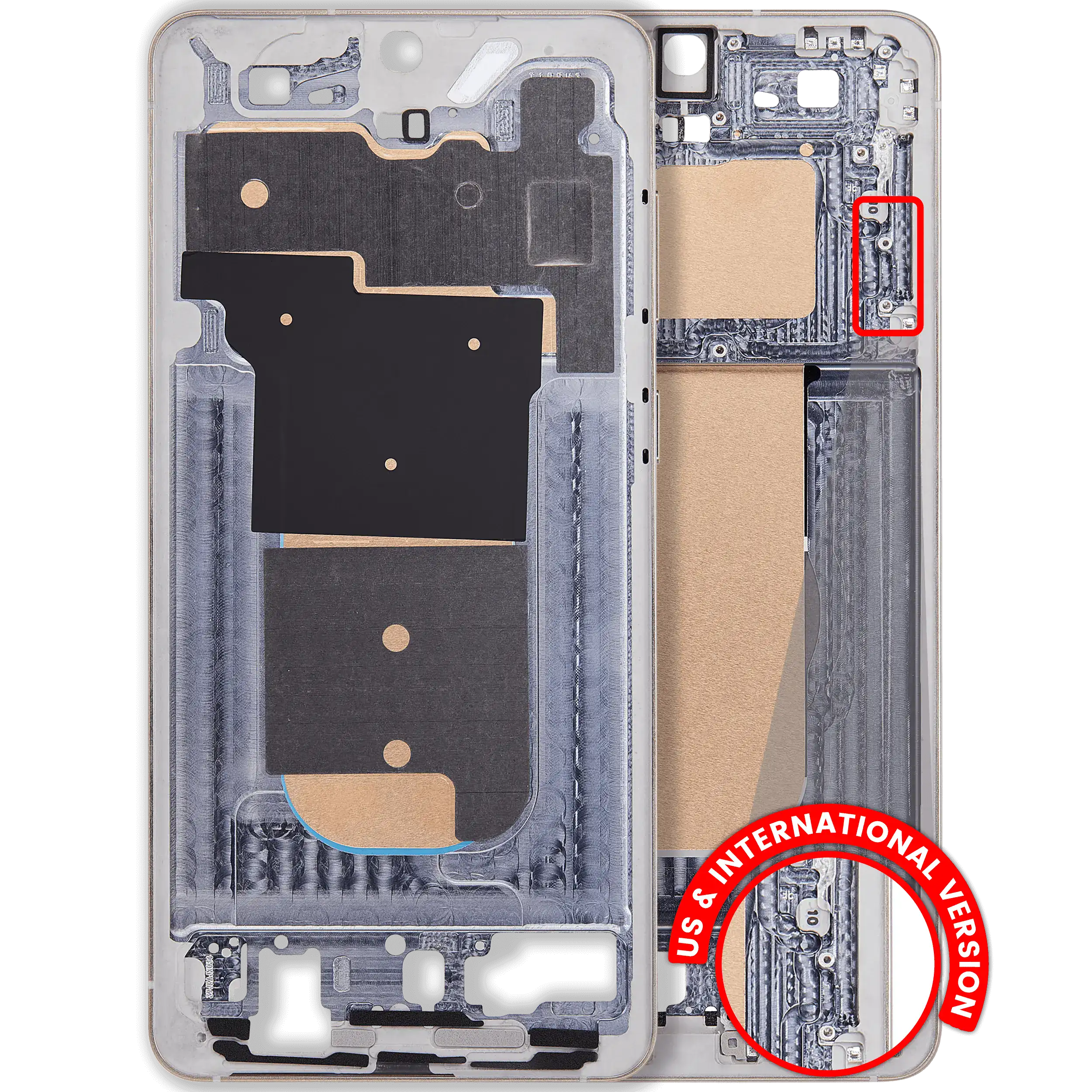Frame centrale compatibile per Samsung Galaxy S25 Edge 5G (US e International Version) (Titanio Icyblue / Titanio Argento)