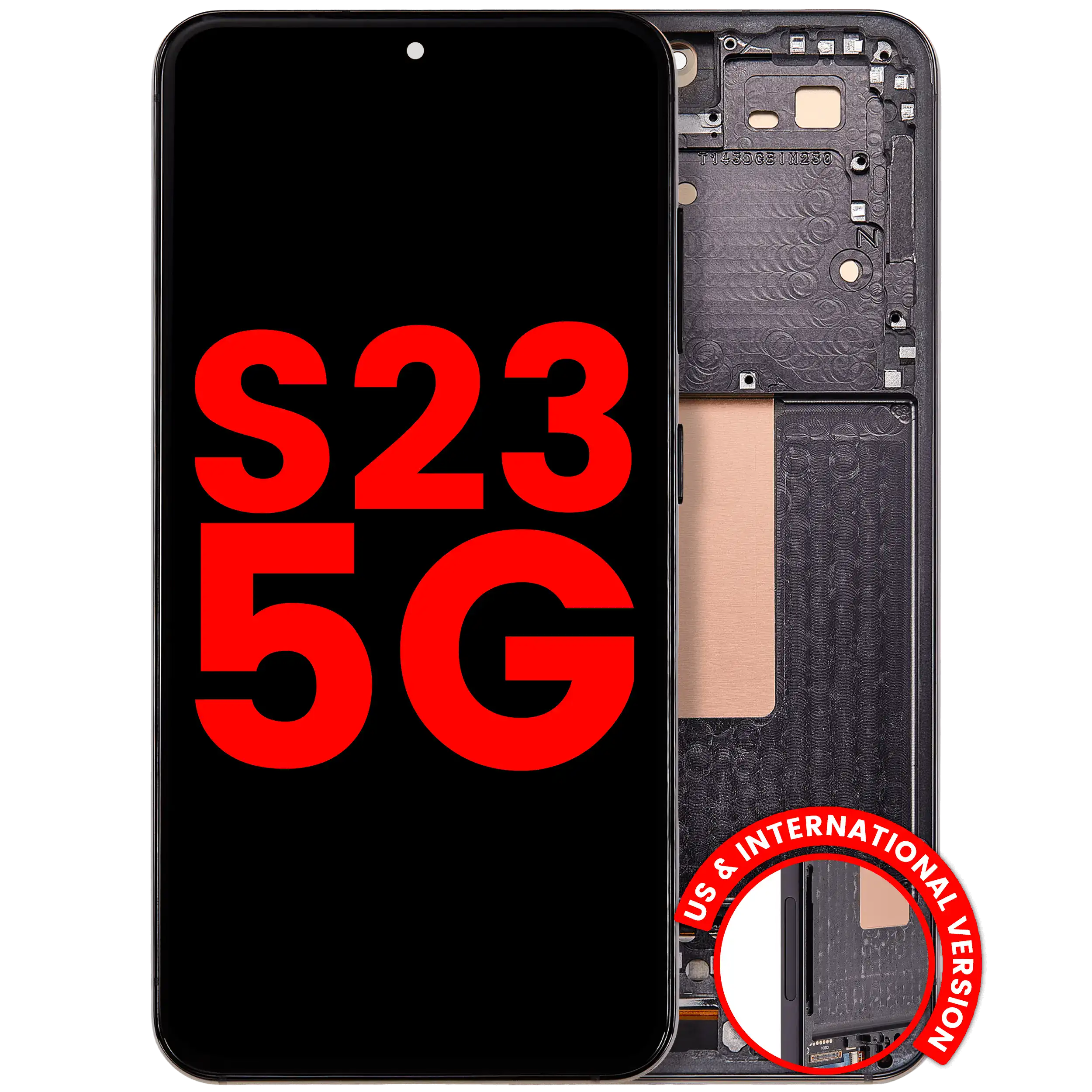Display OLED completo con Frame per Samsung Galaxy S23 5G (US e International) (Phantom Nero)