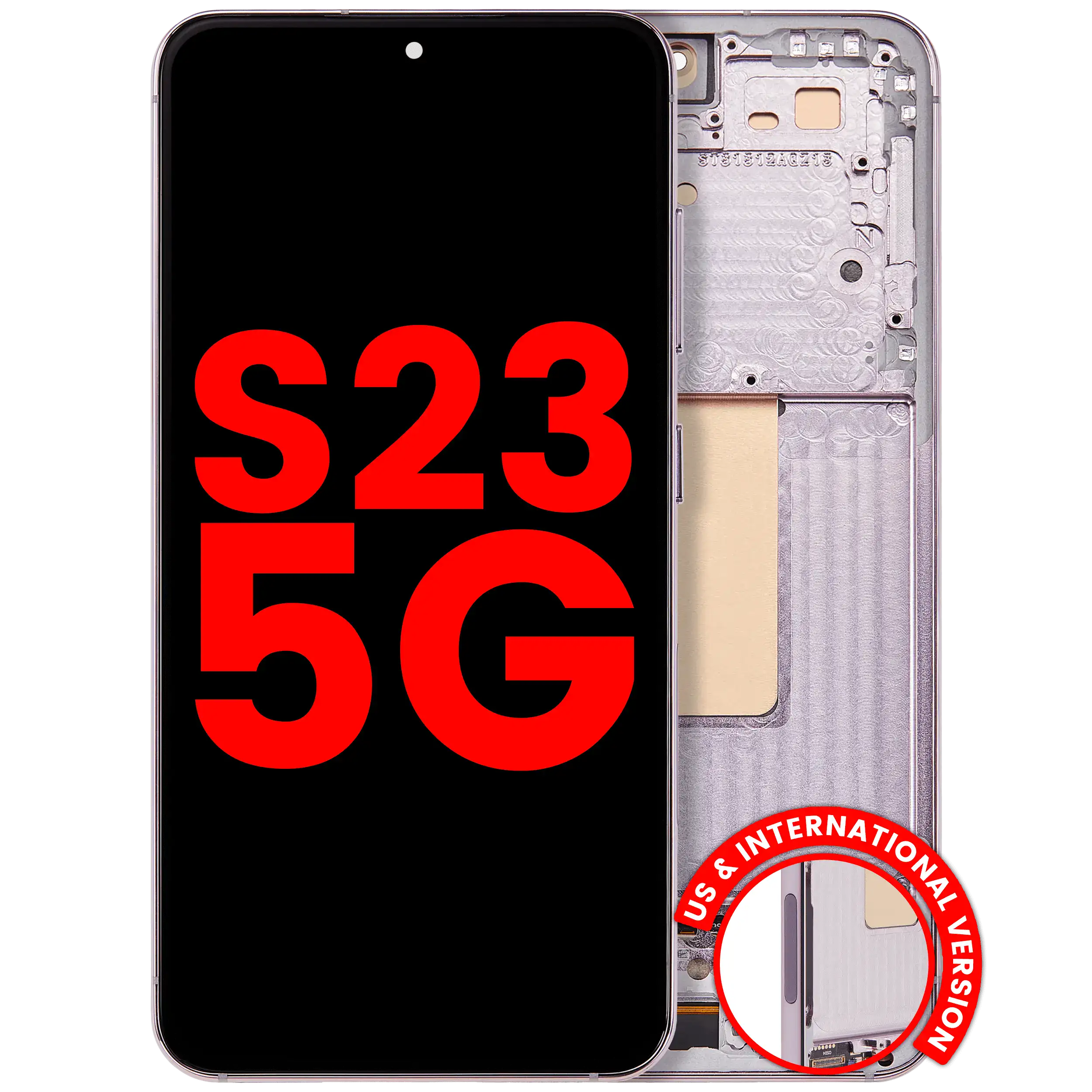Display OLED completo con Frame per Samsung Galaxy S23 5G (US e International) (Rosa / Lavanda)