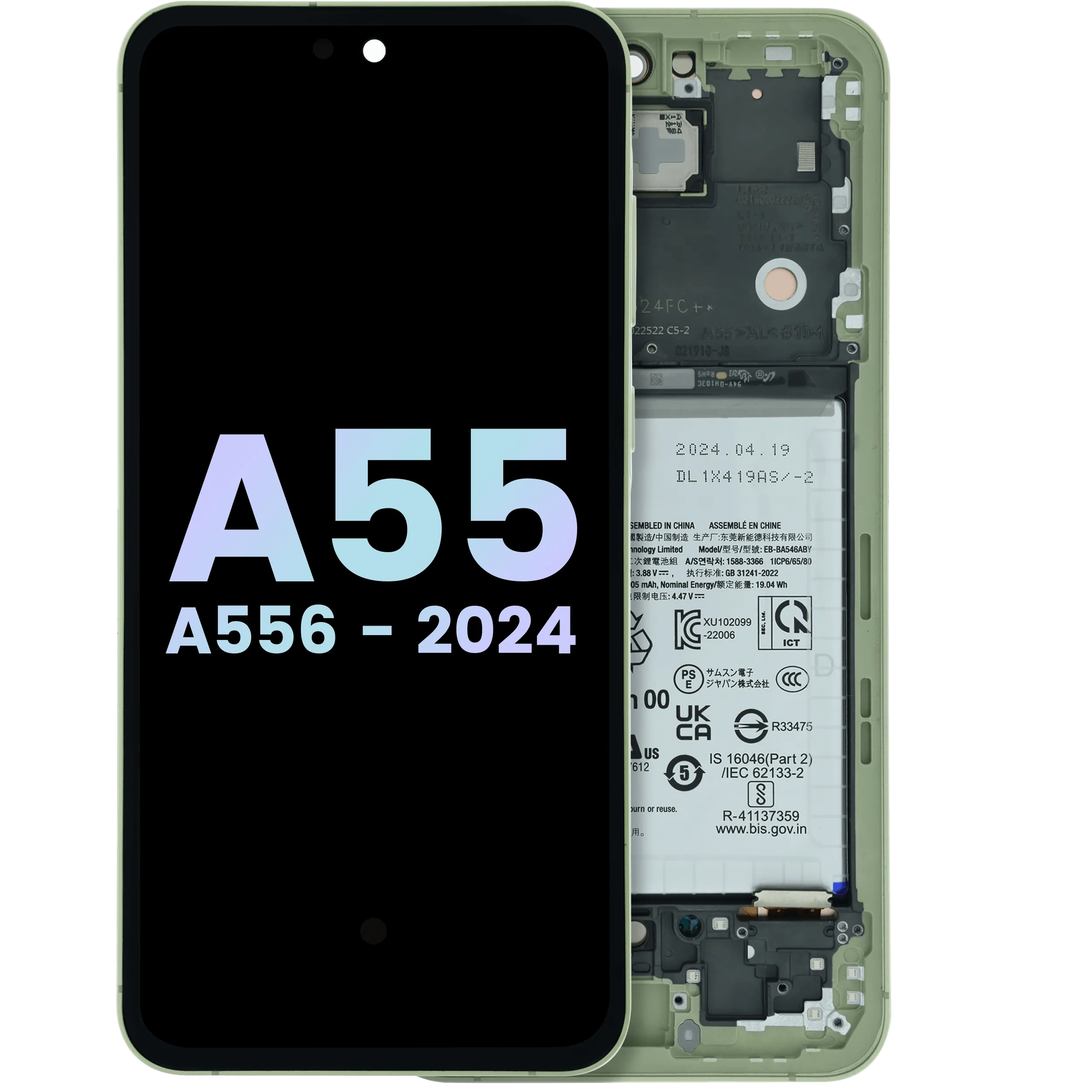 Display OLED completo con Frame per Samsung Galaxy A55 (A556 / 2024) (Service Pack) (Lemon)