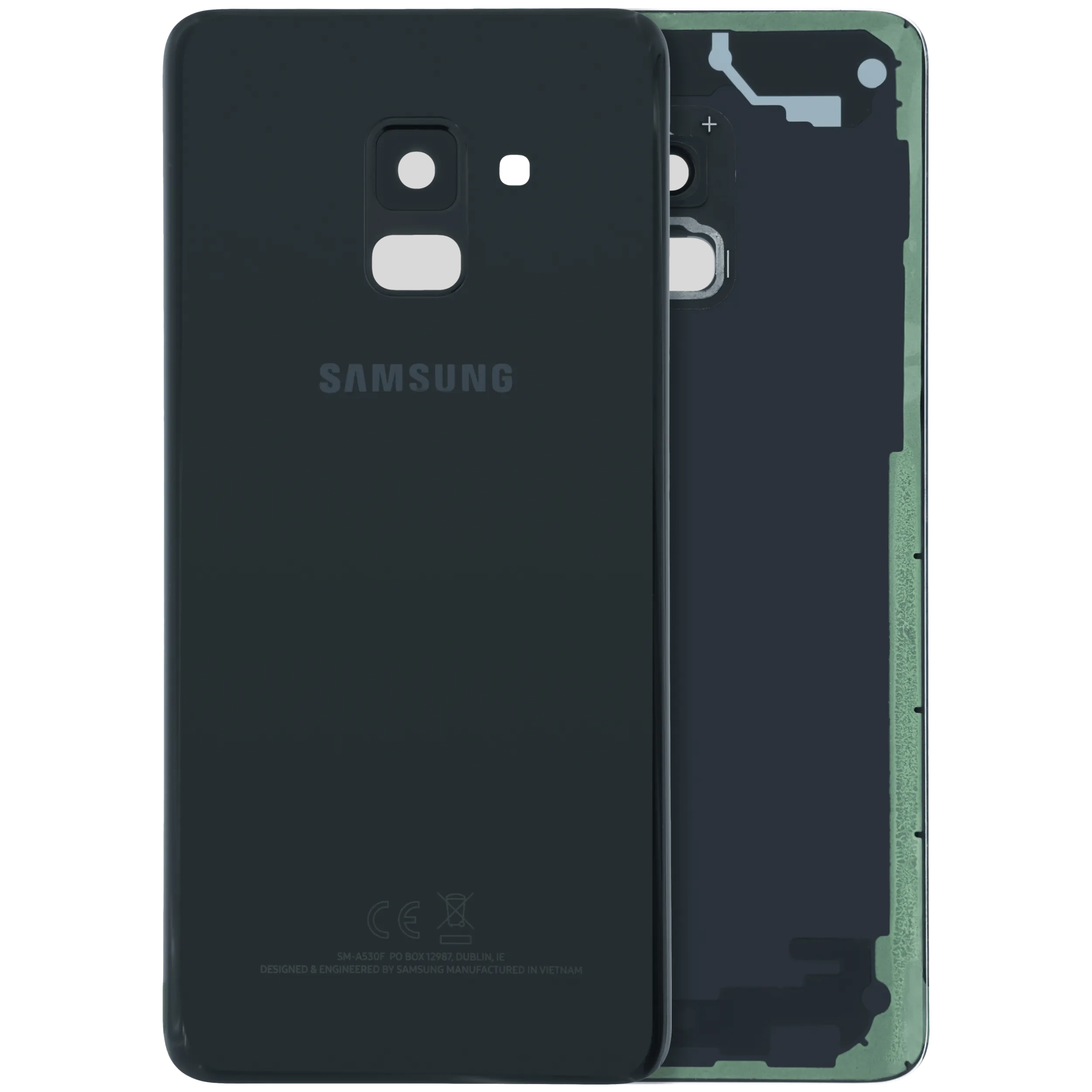 Cover posteriore con Vetro fotocamera compatibile per Samsung Galaxy A8 (A530) (Service Pack) (Nero)