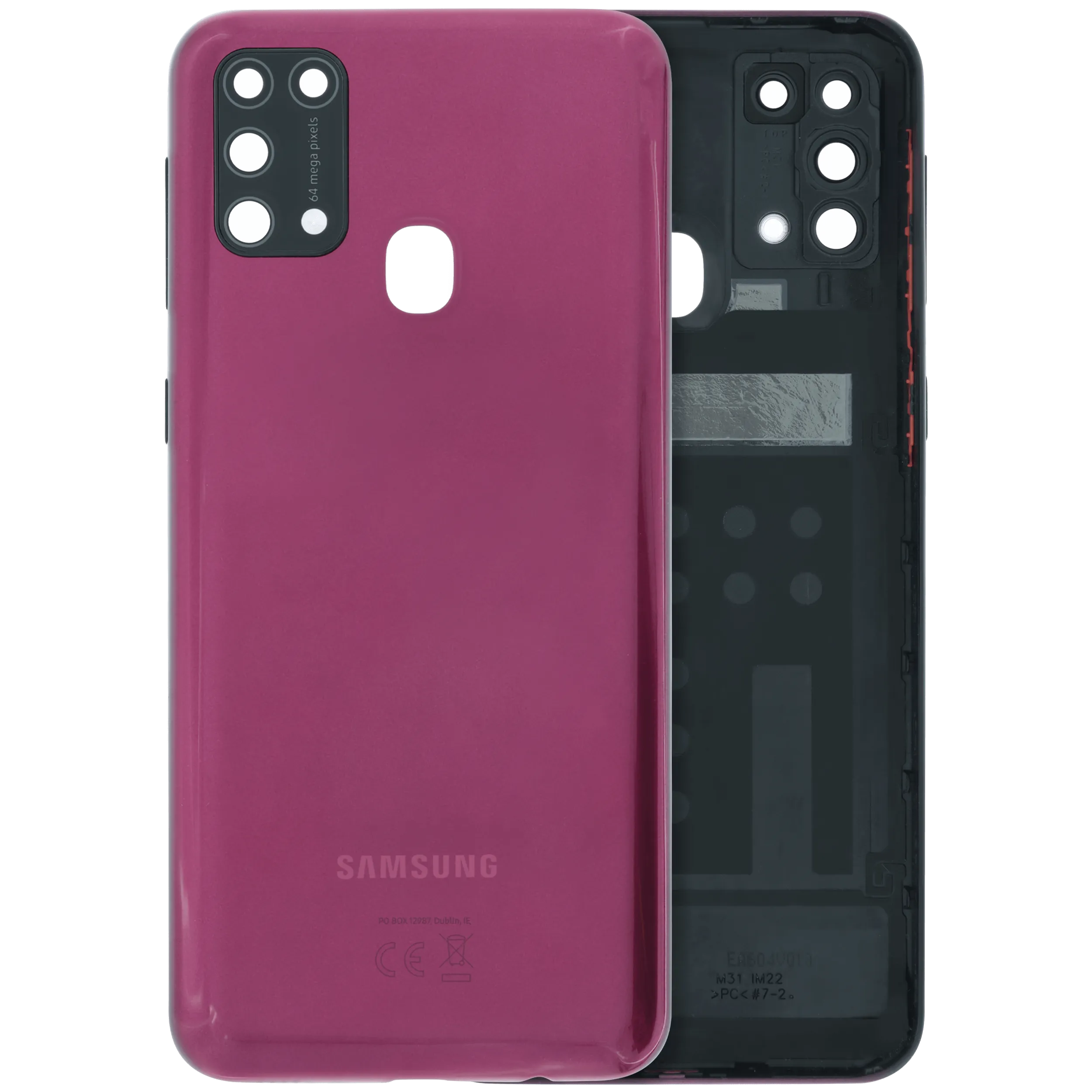 Cover posteriore con Vetro fotocamera compatibile per Samsung Galaxy M31 (M315) (Service Pack) (Rosso)