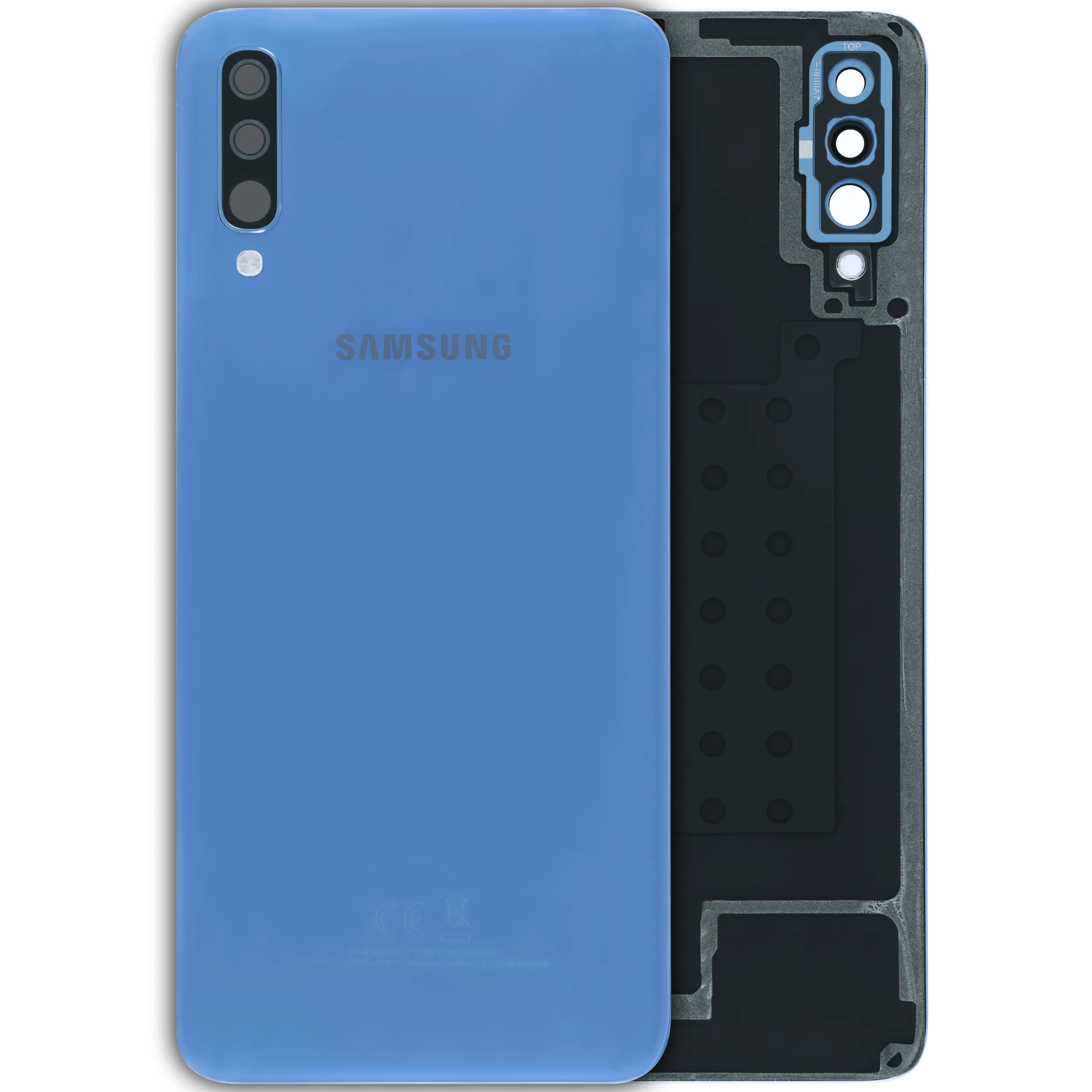 Cover posteriore con Vetro fotocamera compatibile per Samsung Galaxy A70 (A705) (Service Pack) (Blu)