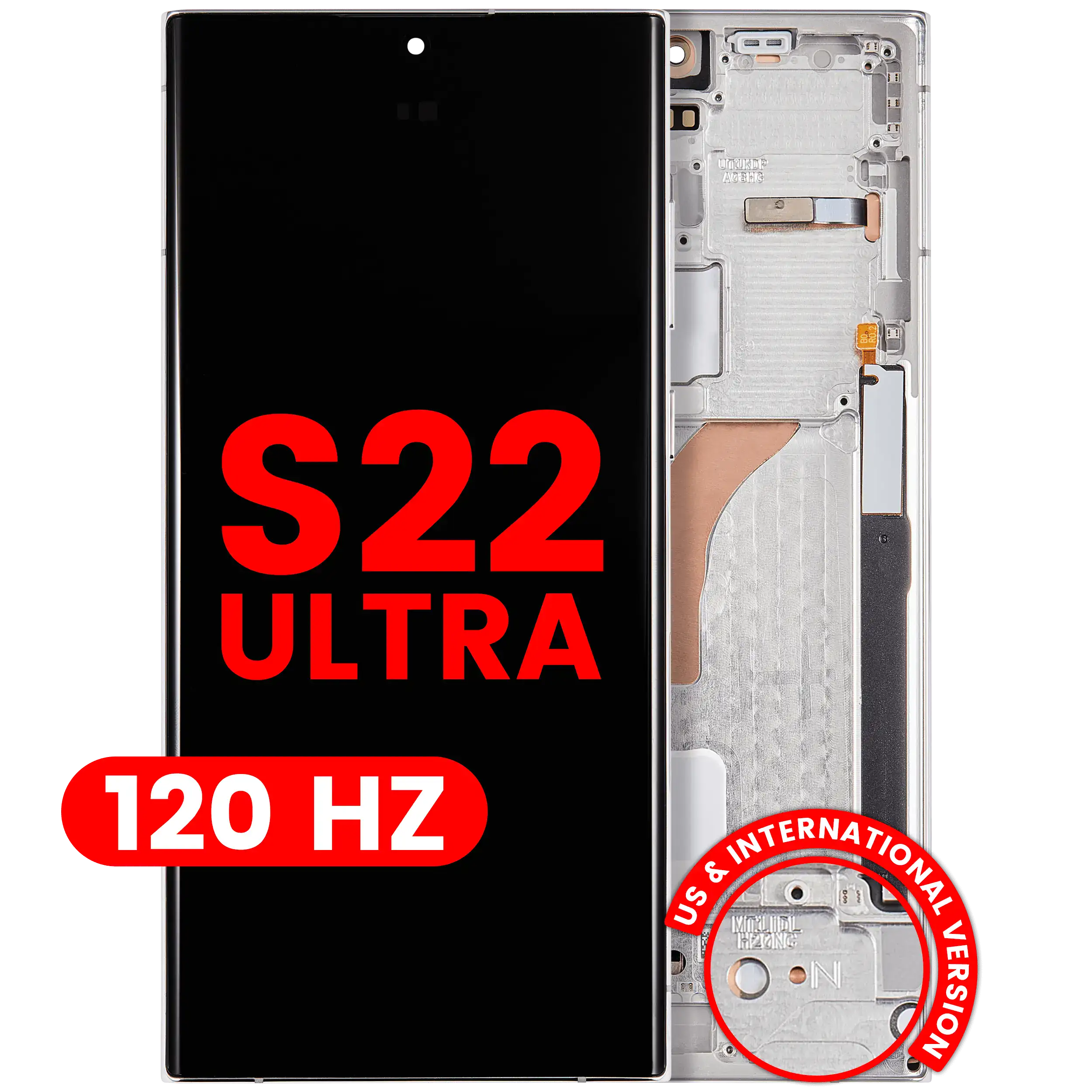 Display OLED completo con Frame per Samsung Galaxy S22 Ultra 5G (US e International Version) (120Hz) (Phantom Bianco)