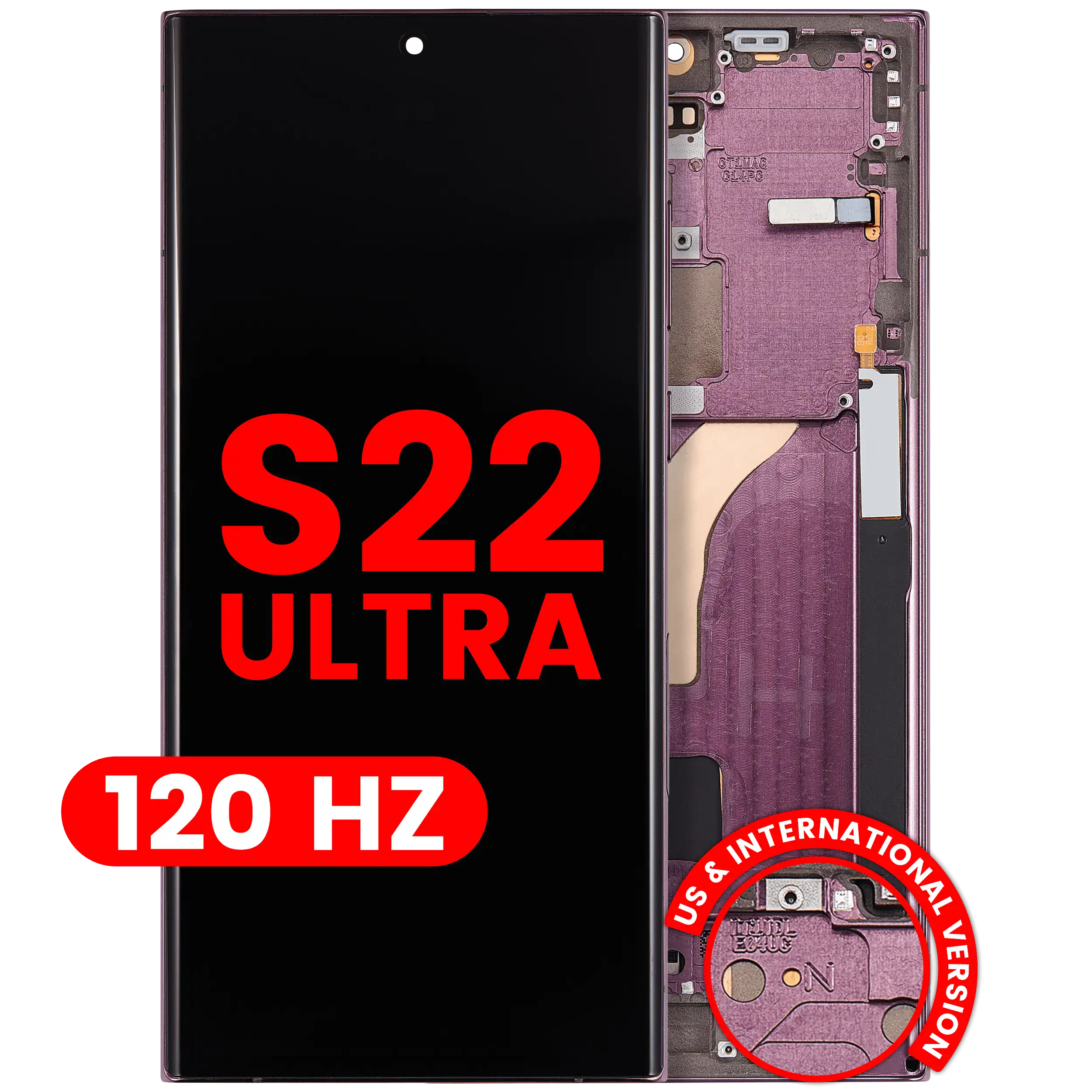 Display OLED completo con Frame per Samsung Galaxy S22 Ultra 5G (US e International Version) (120Hz) (Burgundy)