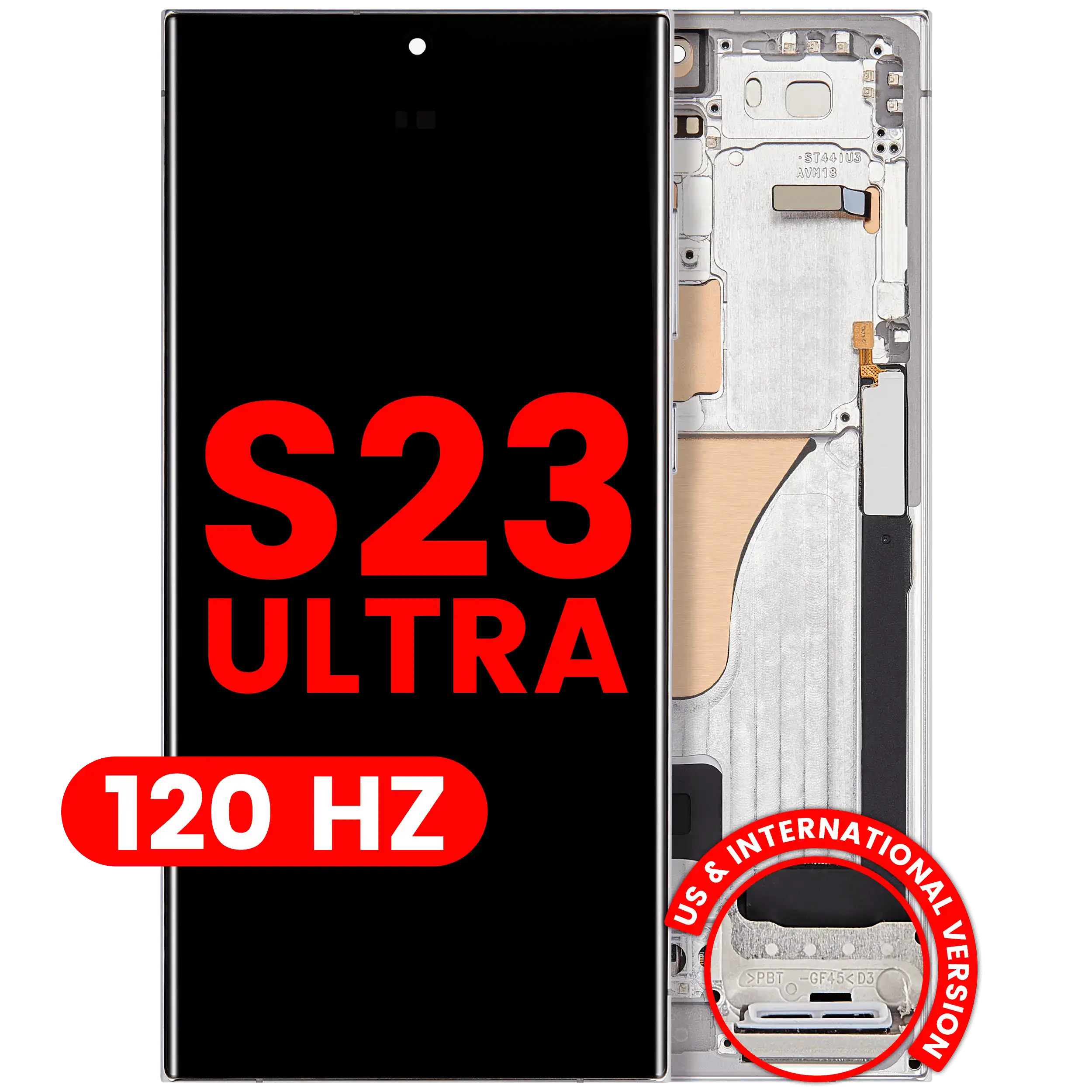 Display OLED completo con Frame per Samsung Galaxy S23 Ultra (US e International) (120Hz) (Blu cielo)