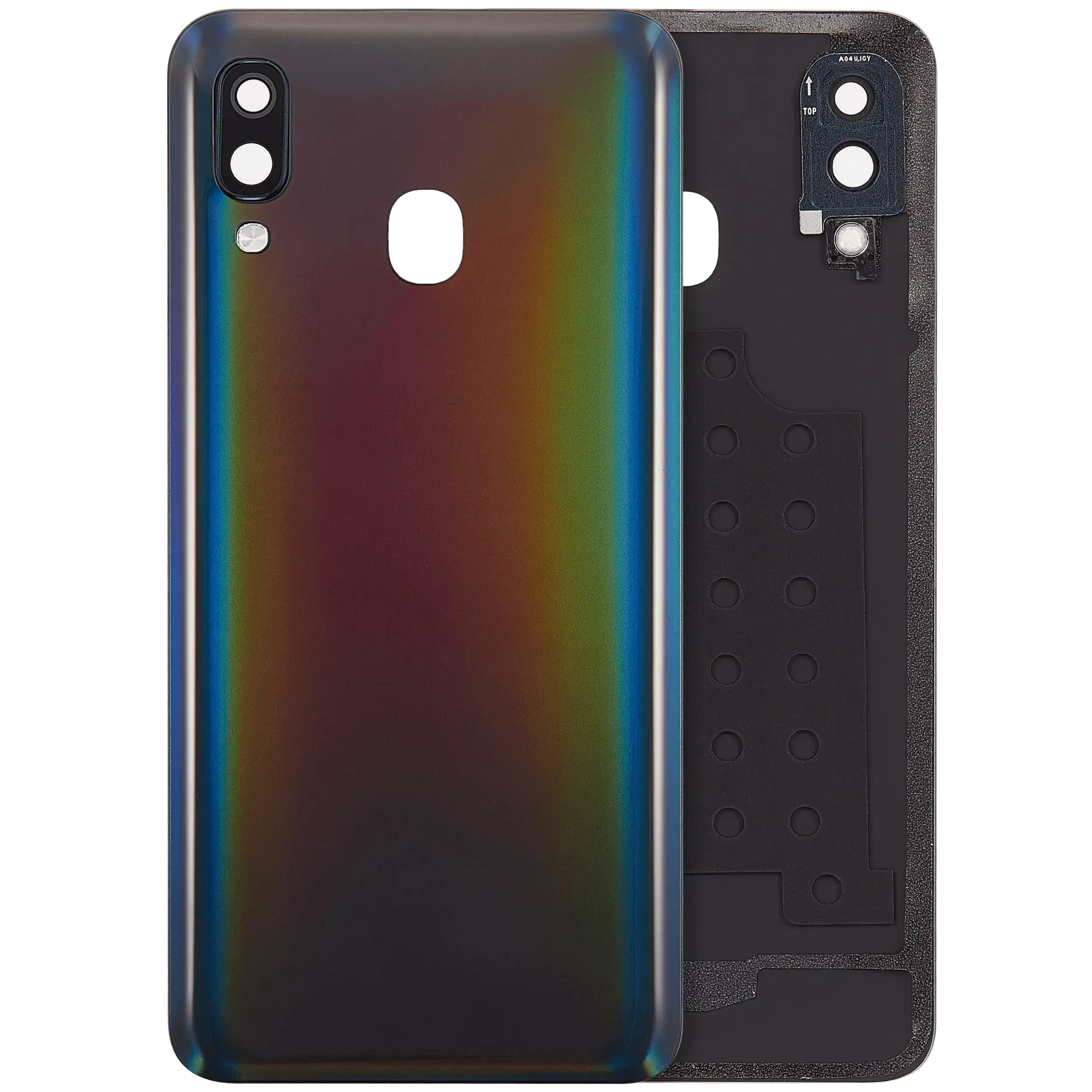 vetro cover posteriore con Vetro fotocamera compatibile per Samsung Galaxy A40 (A405 / 2019) (Nero)