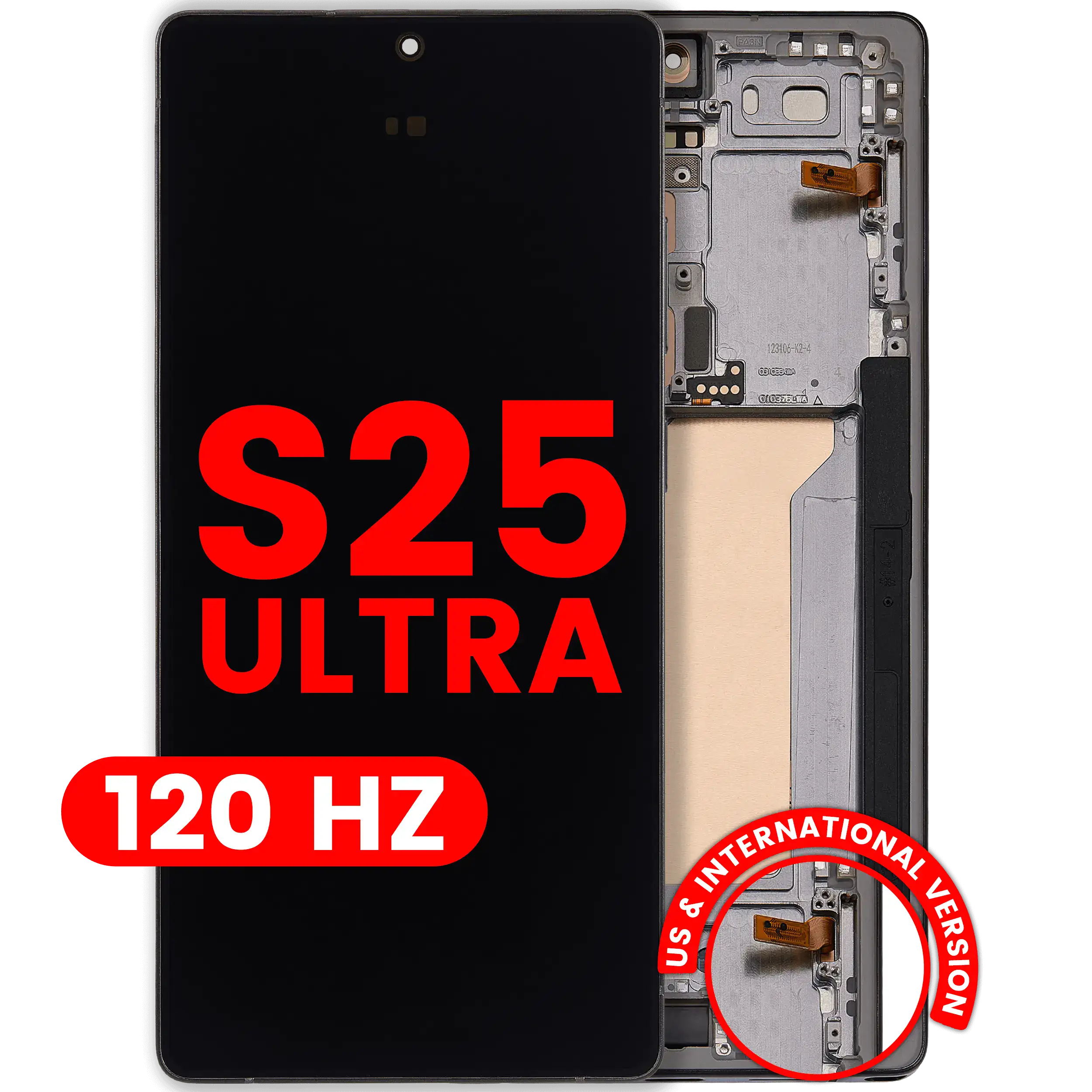 Display OLED completo con Frame per Samsung Galaxy S25 Ultra 5G (US e International) (120Hz) (Titanio Jet Nero)