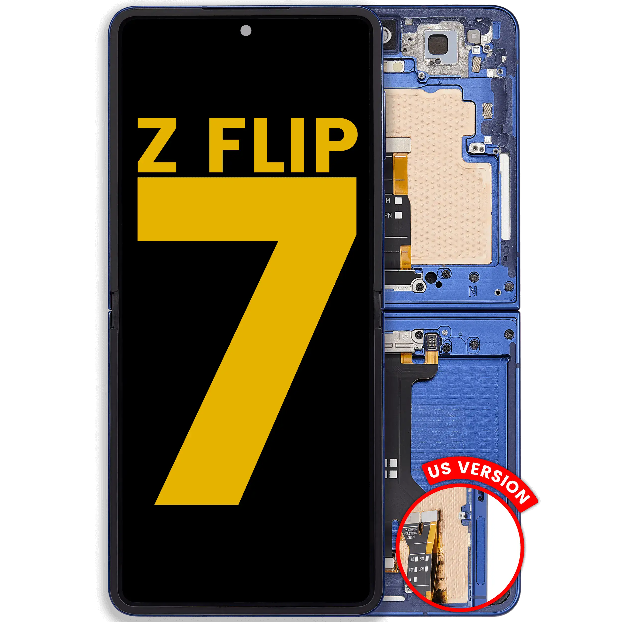Inner Display OLED completo con Frame compatibile per Samsung Galaxy Z Flip 7 5G (US Version) (Refurbished) (Blu Shadow)