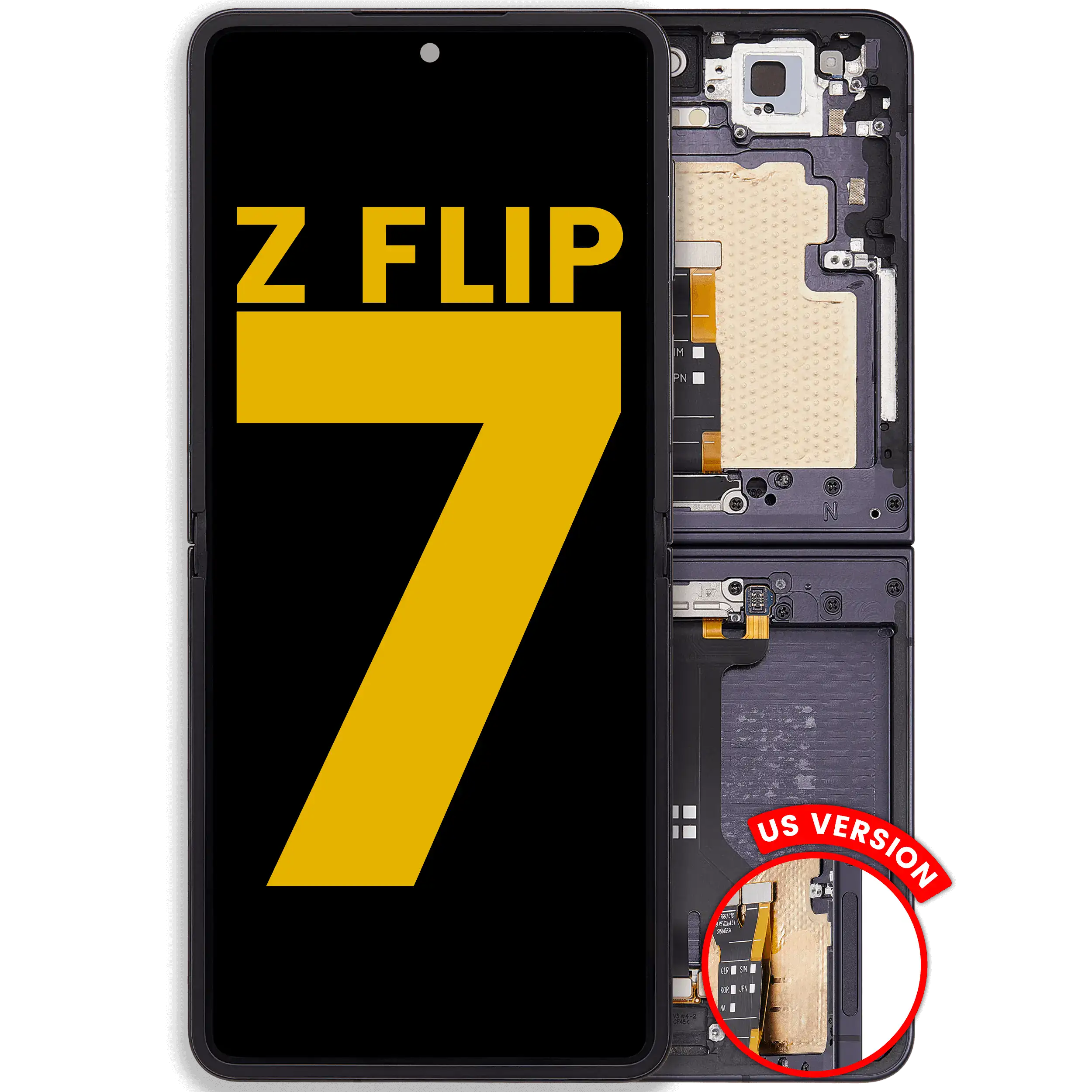 Inner Display OLED completo con Frame compatibile per Samsung Galaxy Z Flip 7 5G (US Version) (Refurbished) (Jet Nero)
