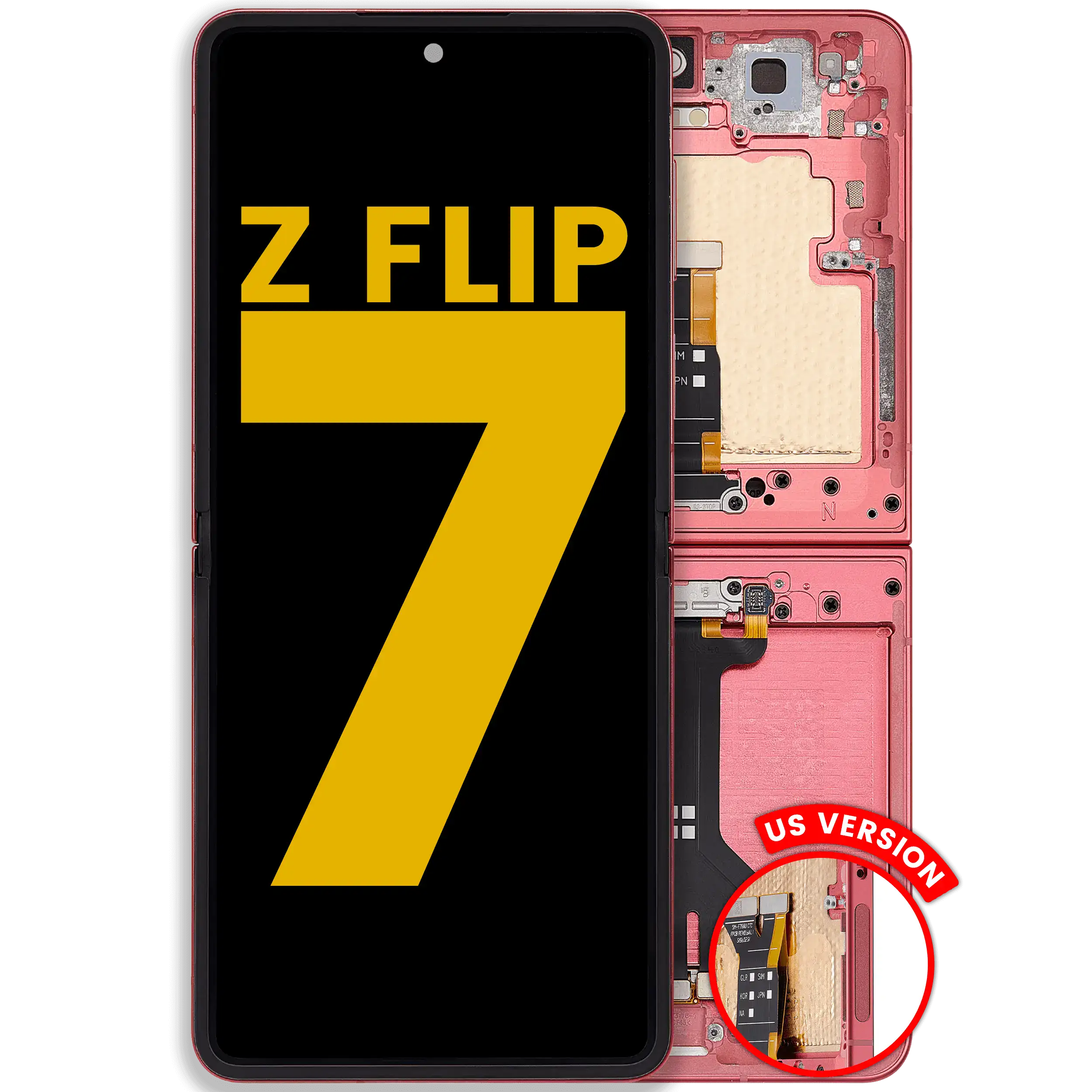 Inner Display OLED completo con Frame compatibile per Samsung Galaxy Z Flip 7 5G (US Version) (Refurbished) (Coral Rosso)