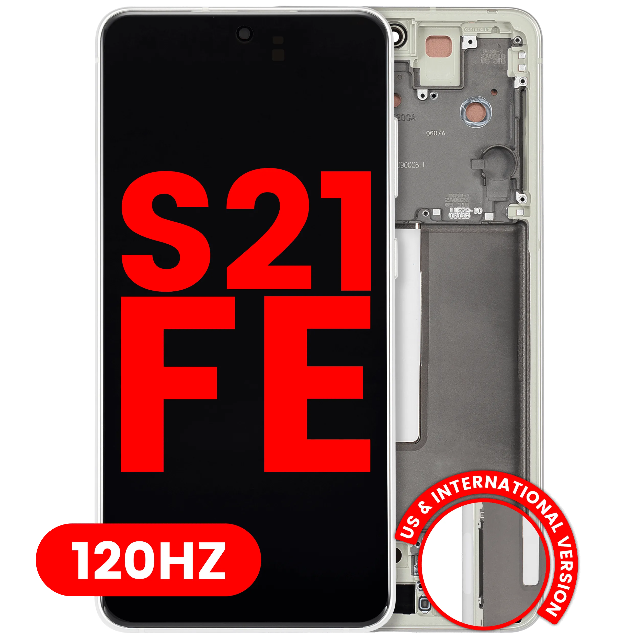 Display OLED completo con Frame per Samsung Galaxy S21 FE 5G (US e International Version) (120Hz) (Olive Verde)