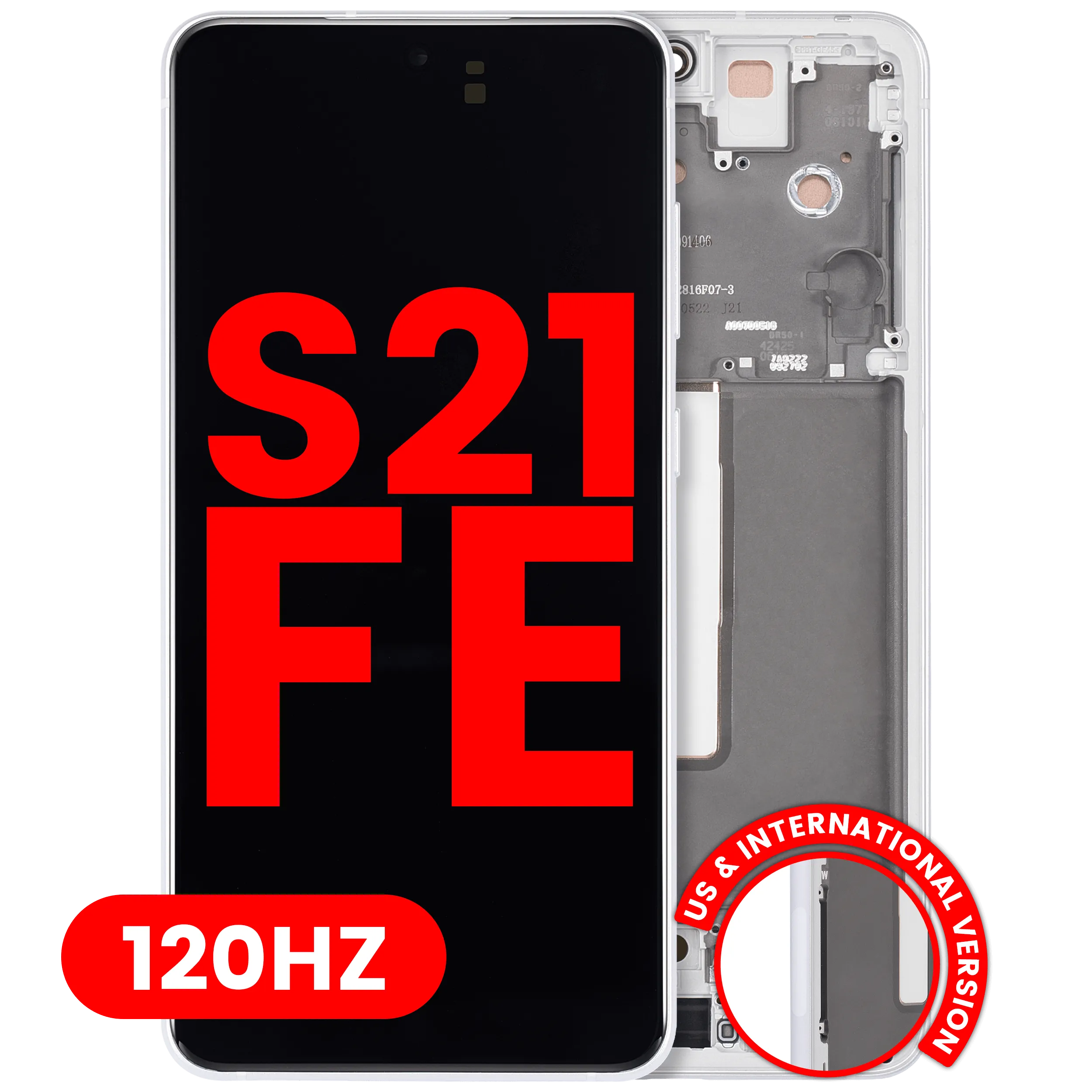 Display OLED completo con Frame per Samsung Galaxy S21 FE 5G (US e International Version) (120Hz) (Bianco)