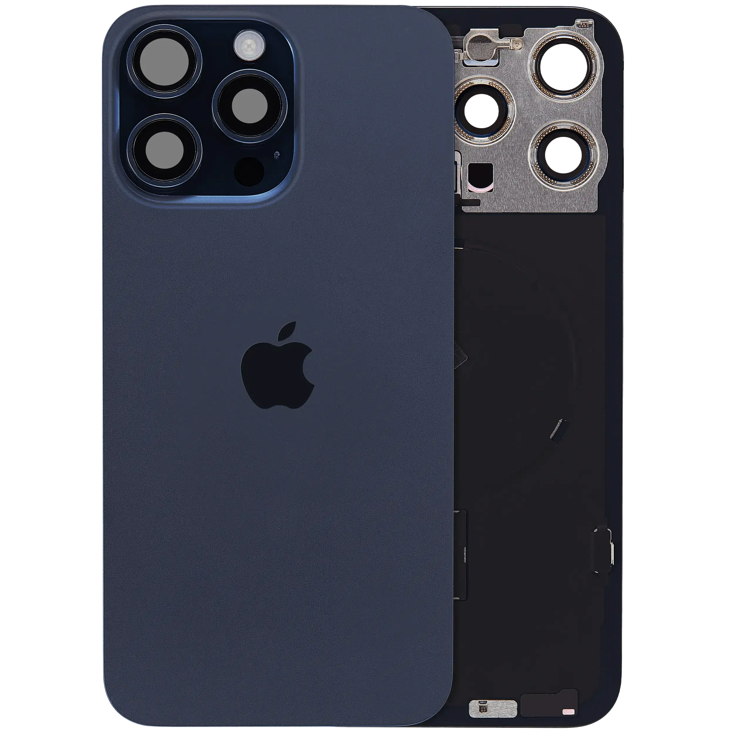 Back Glass w/ MagSafe Magnet & NFC & Flashlight Flex For iPhone 15 Pro Max (Service Pack) (Blue Titanium)