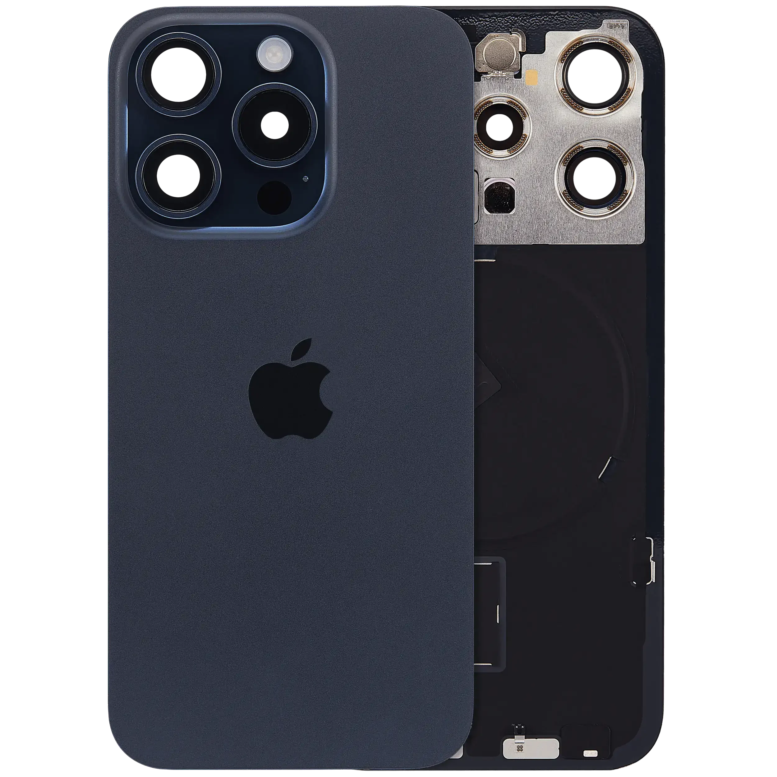 Back Glass w/ MagSafe Magnet & NFC & Flashlight Flex For IPhone 15 Pro (Service Pack) (Blue Titanium)